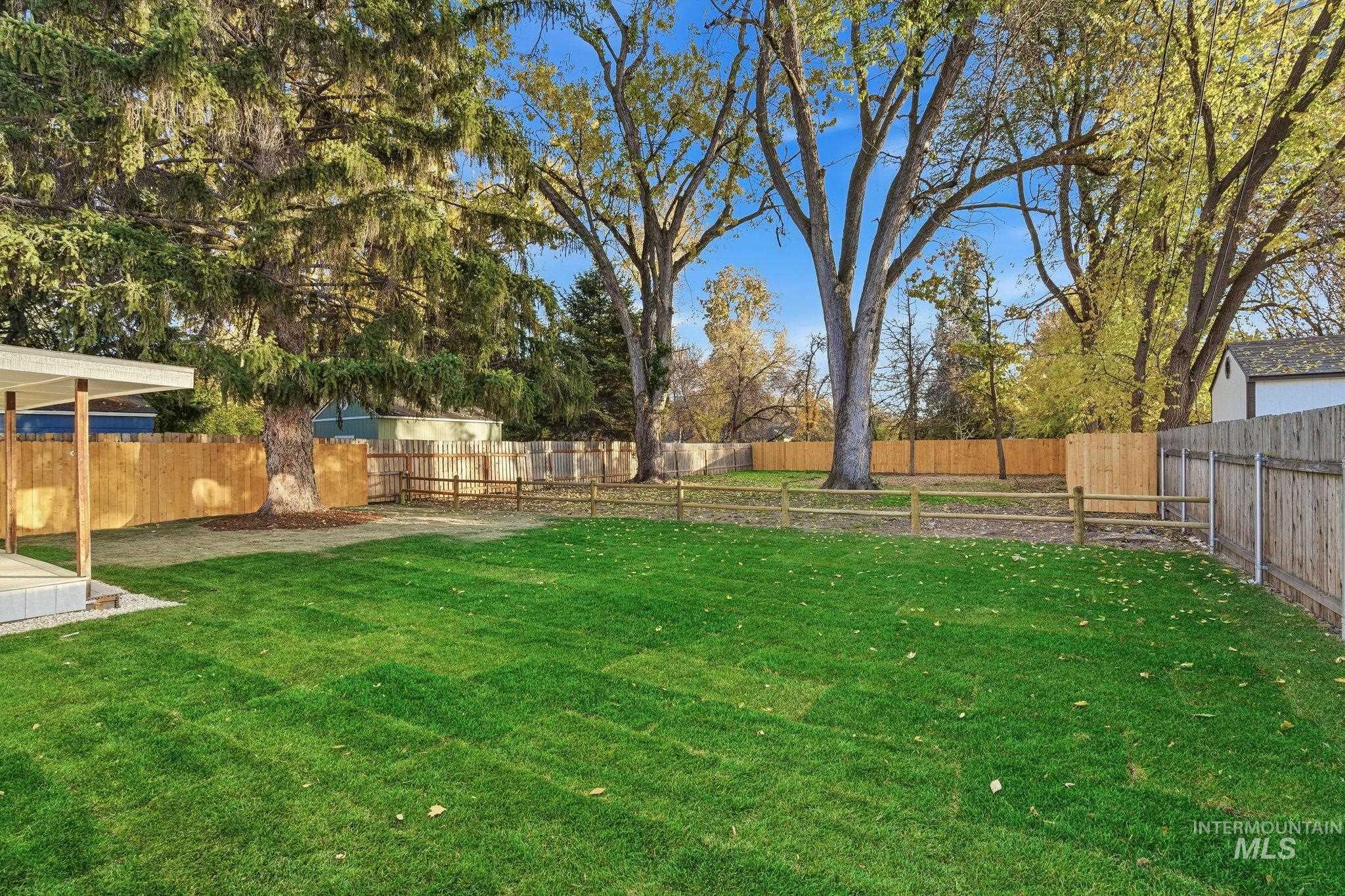 View of fenced backyard