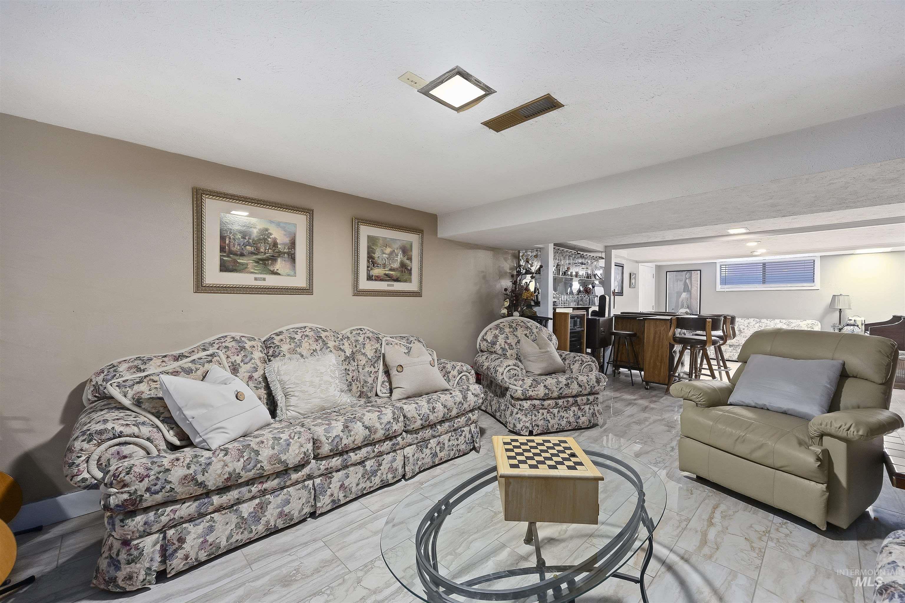 Living area with a dry bar