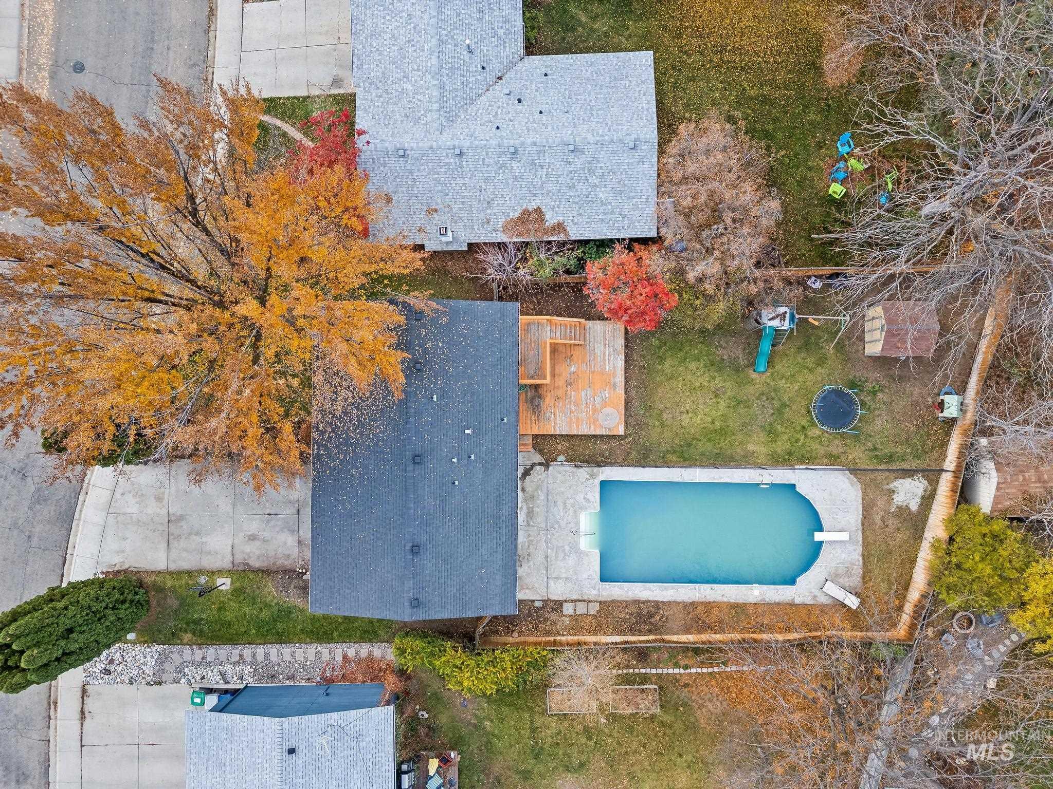 Aerial view of a pool
