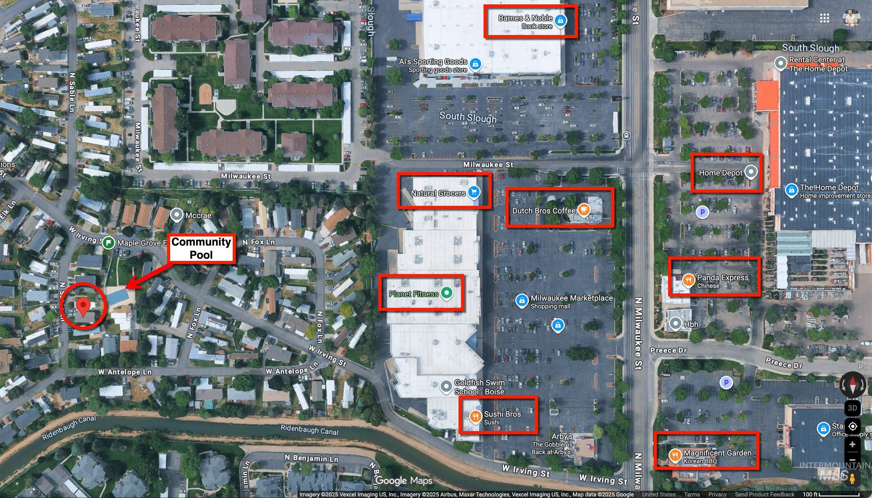 Aerial map of property and surrounding area