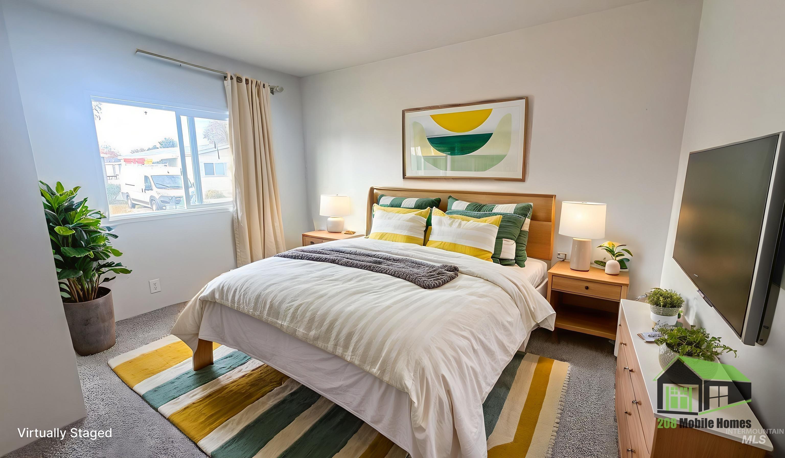 Bedroom with carpet flooring