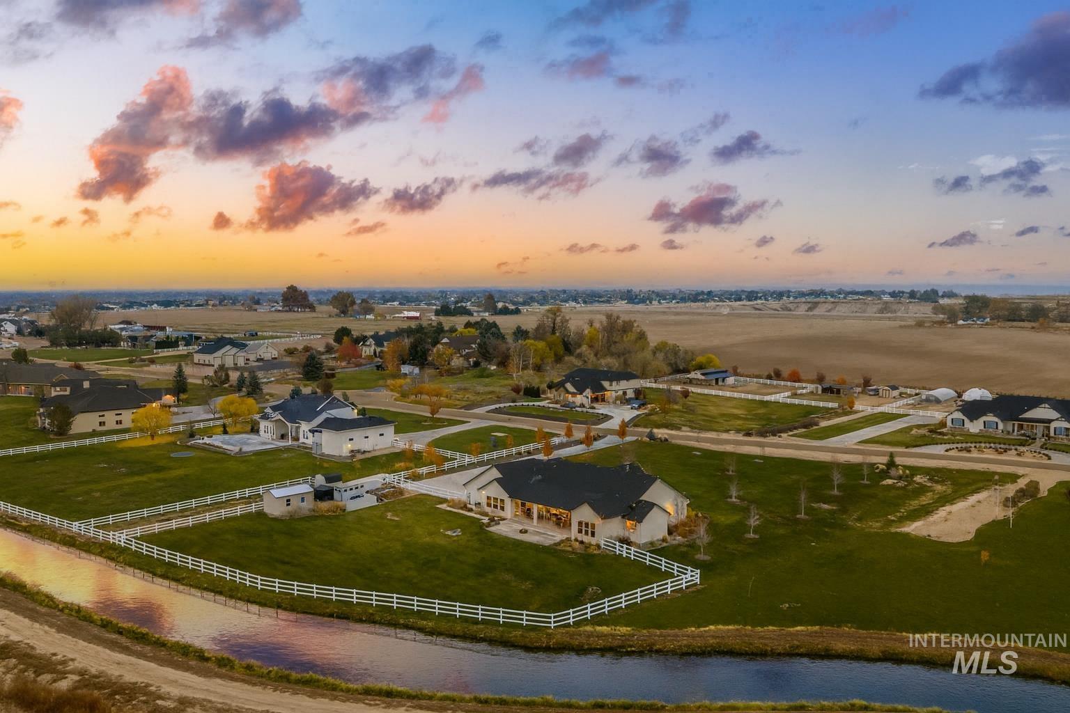 Overview of rural landscape featuring a large body of water