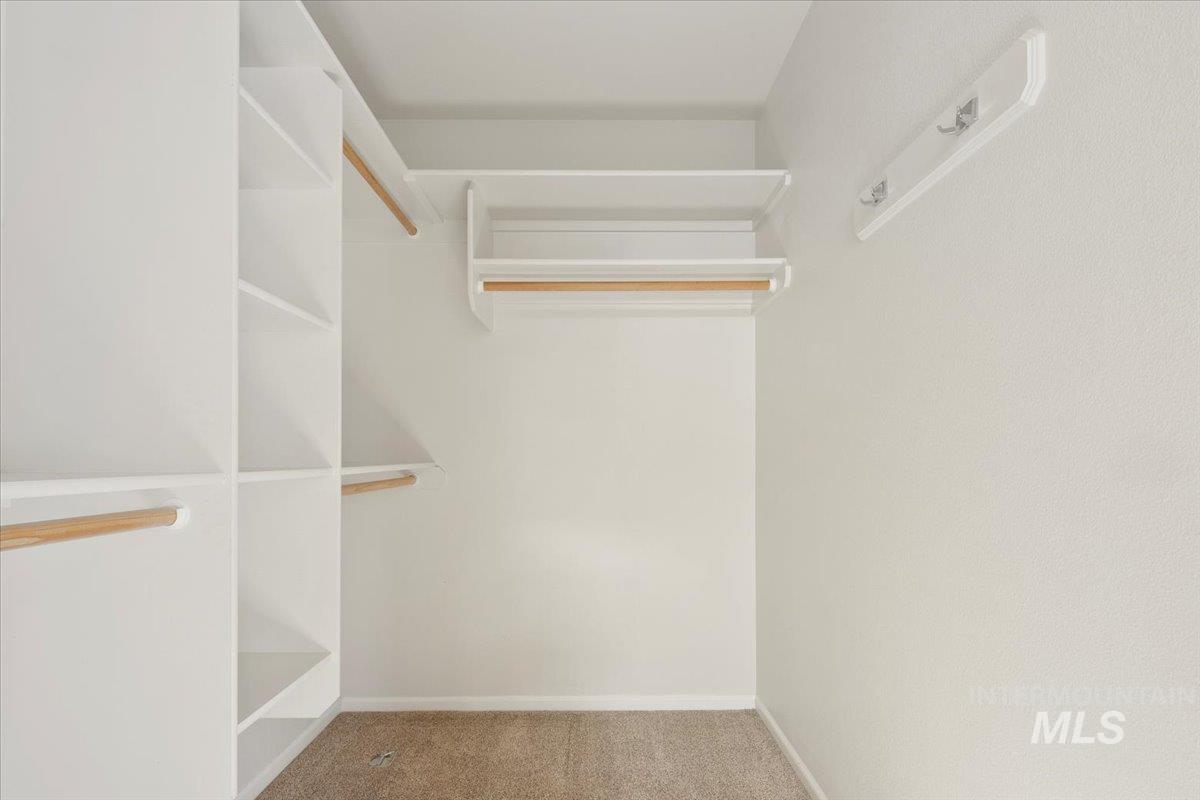 Walk in closet with carpet
