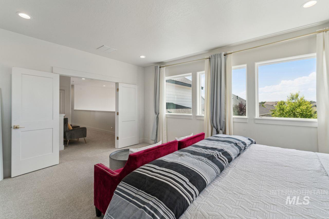 Bedroom with carpet and recessed lighting