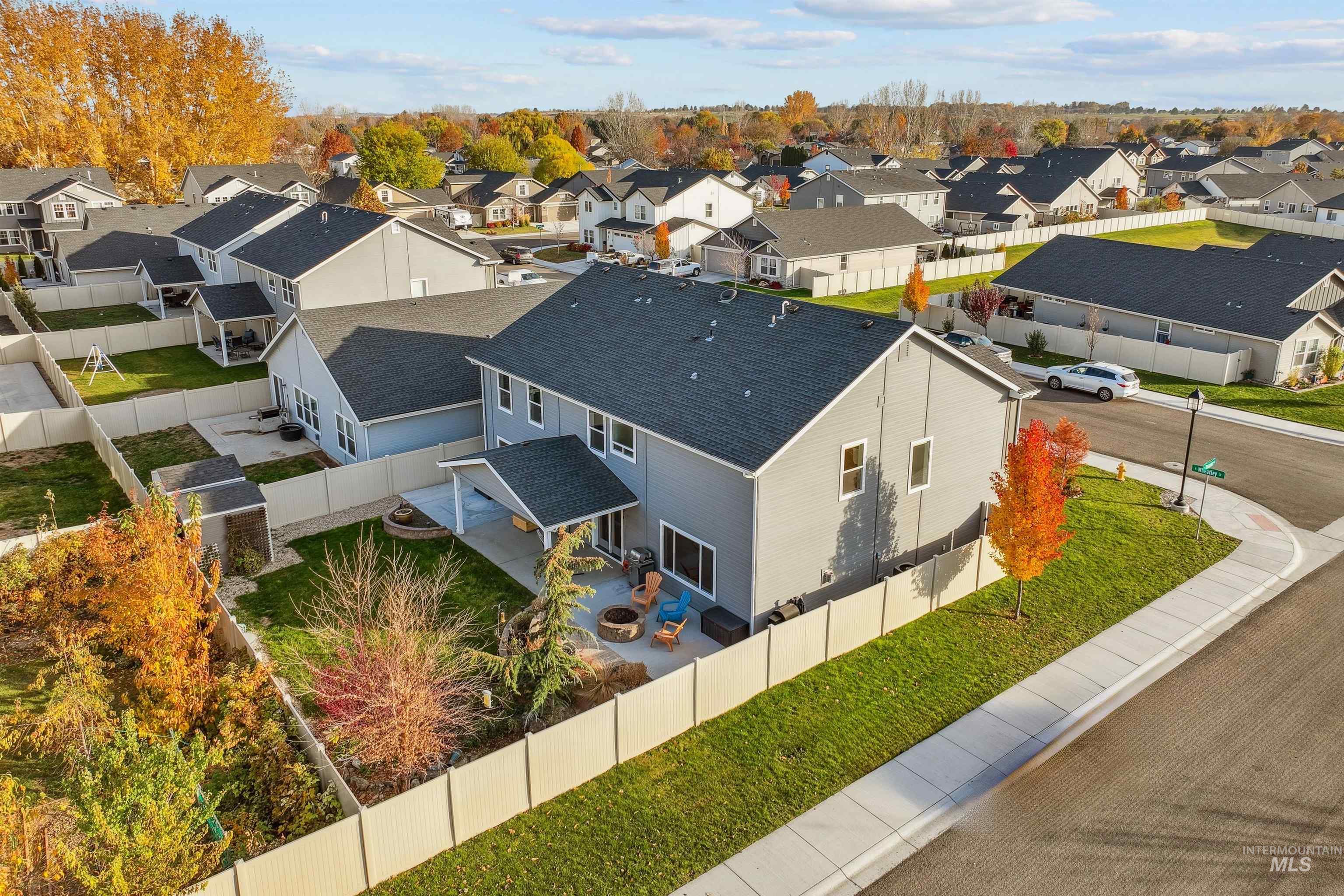 Aerial view of residential area