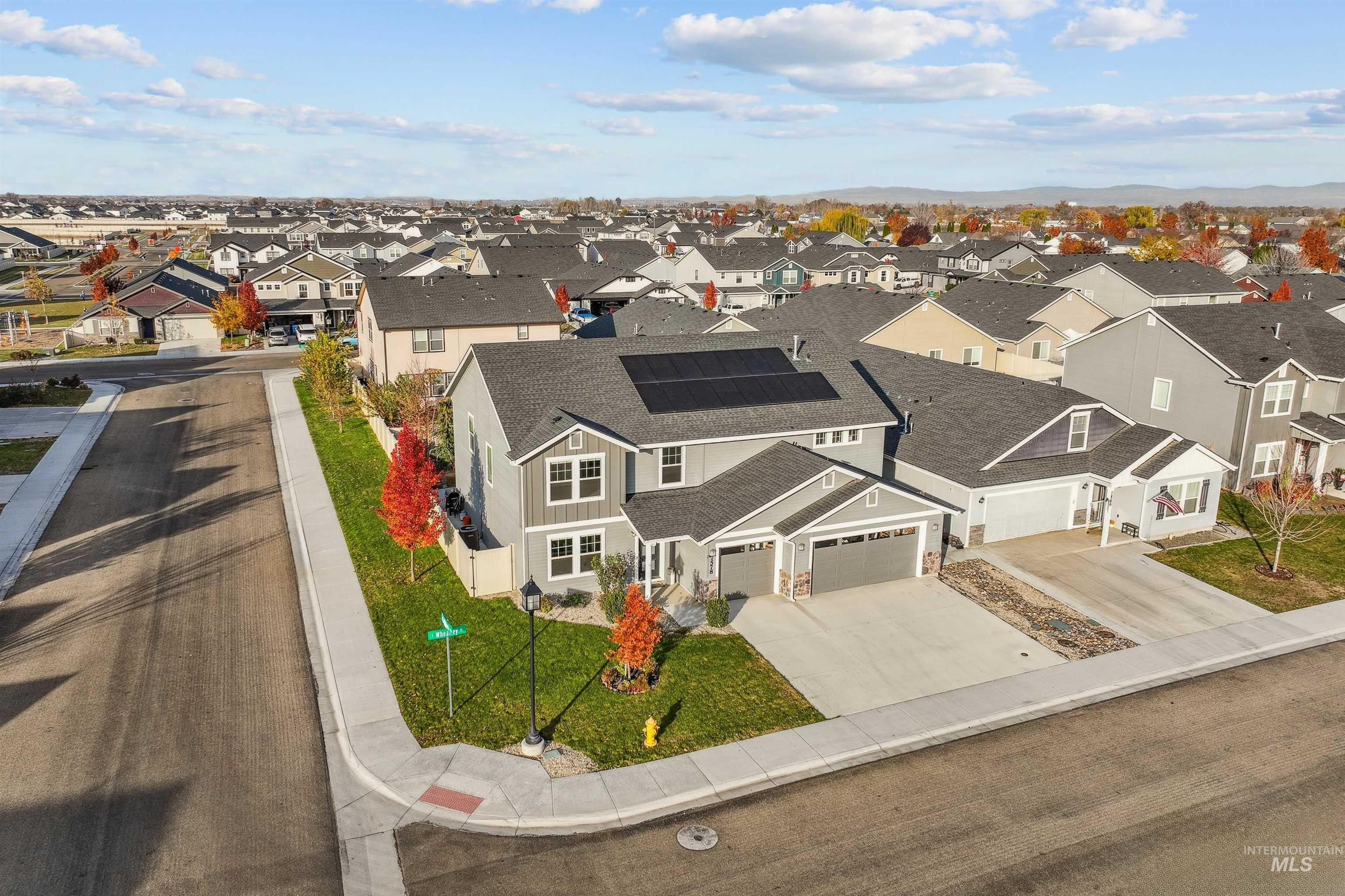 Aerial perspective of suburban area
