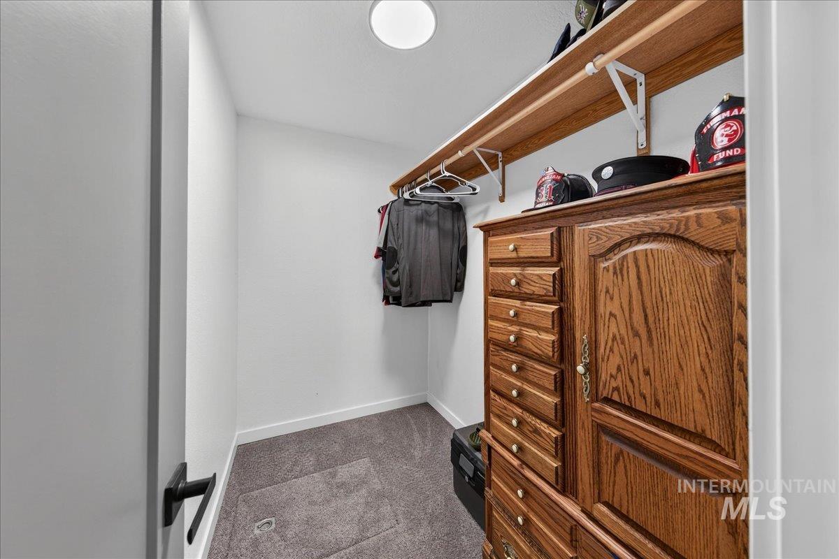 Spacious closet with carpet
