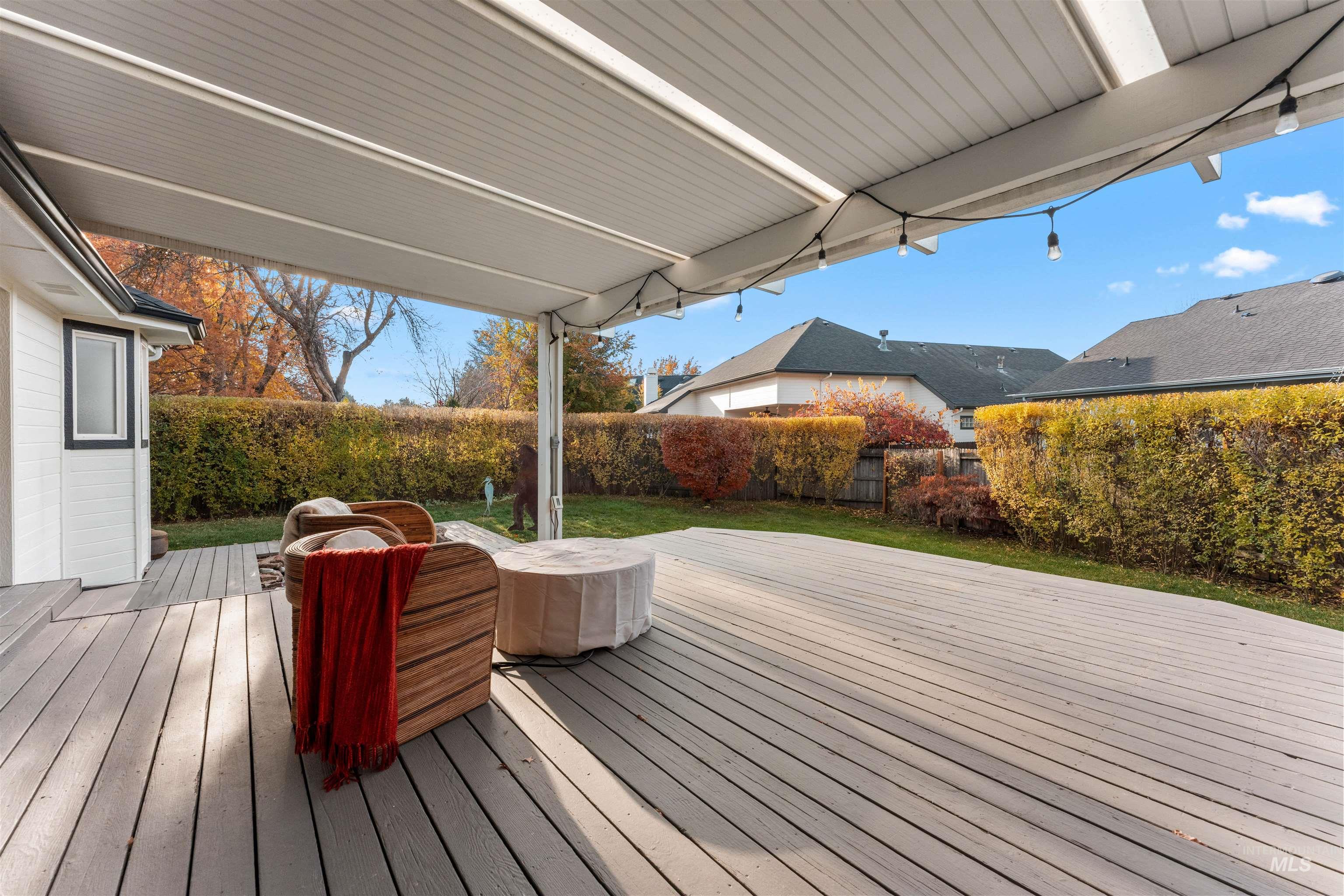 Wooden deck featuring a fenced backyard