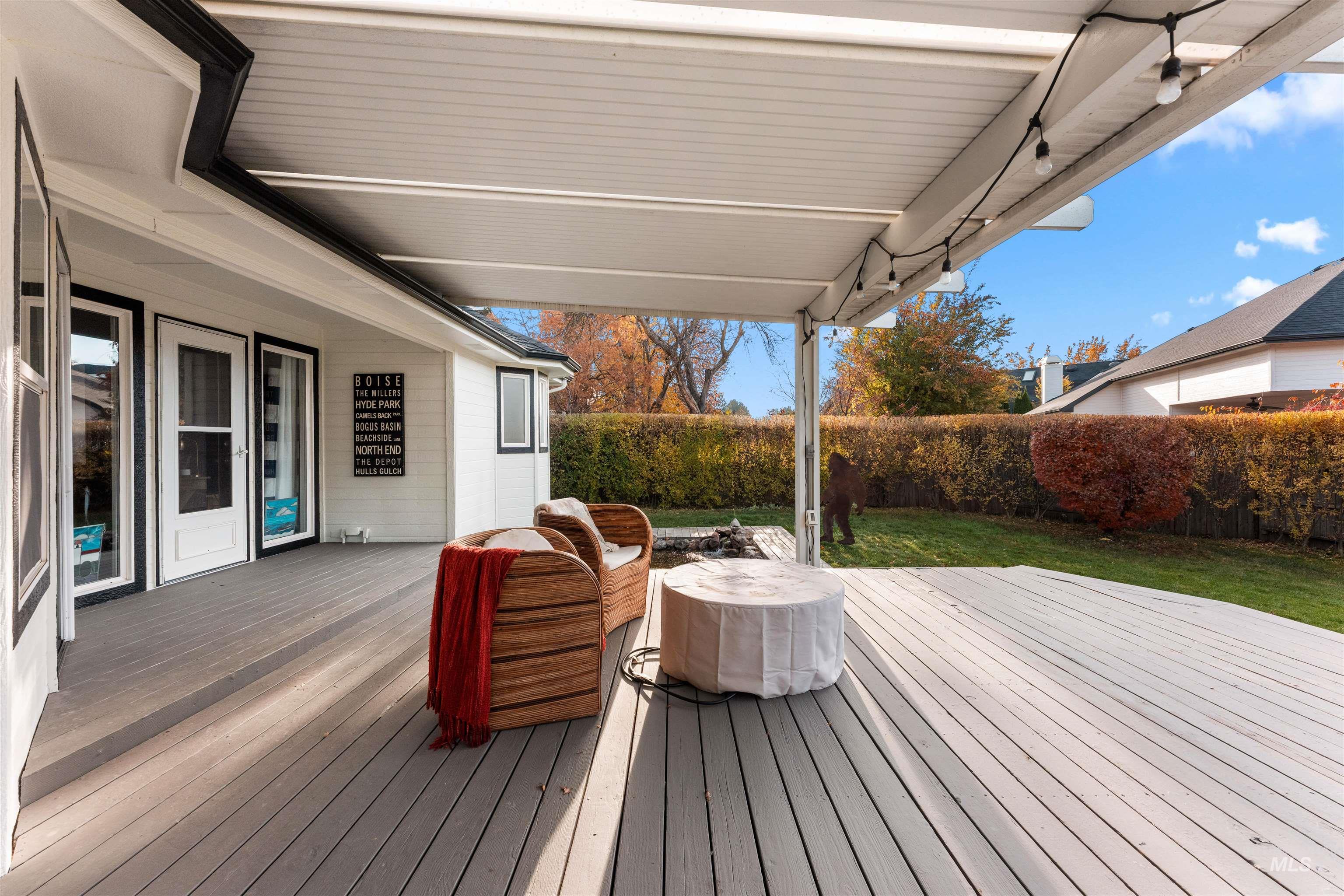 Wooden terrace featuring a fenced backyard