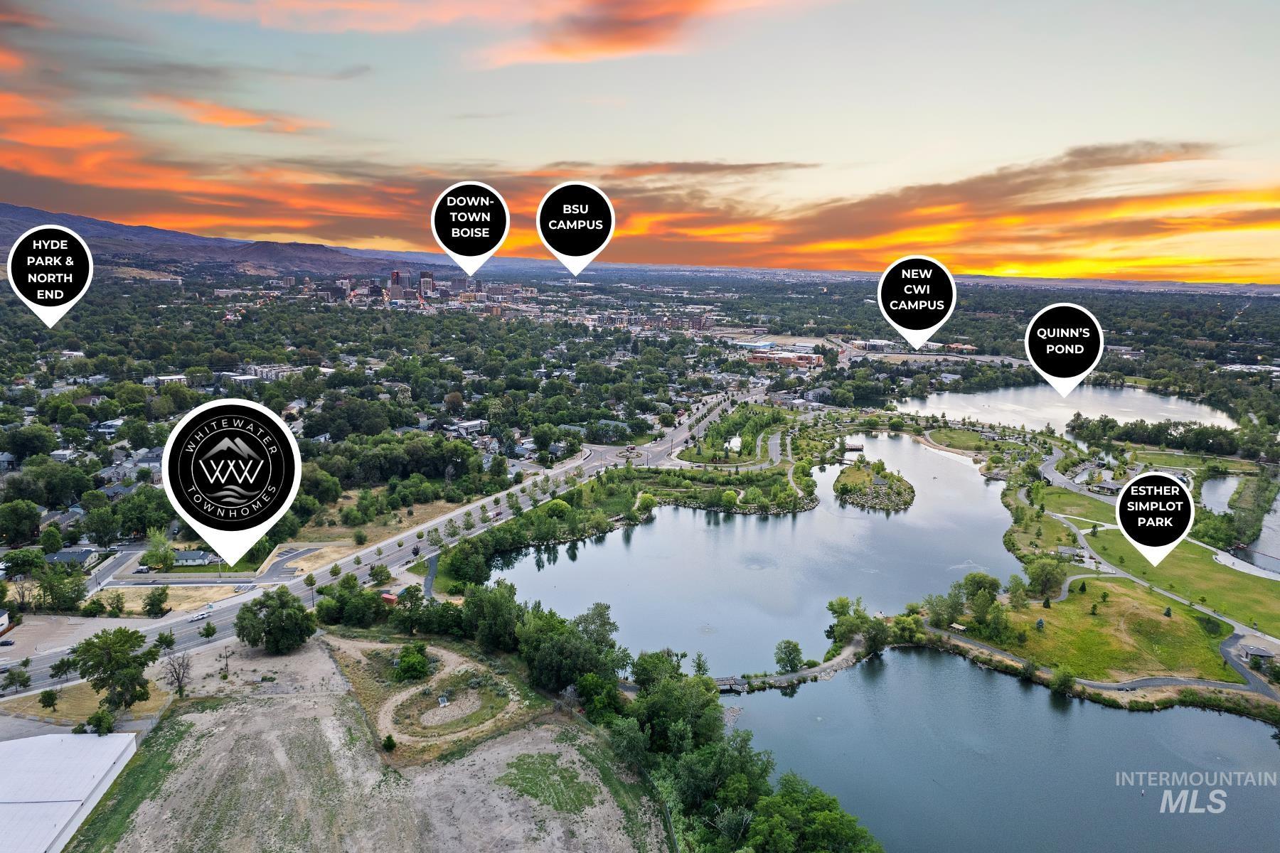 Bird's eye view of a nearby body of water
