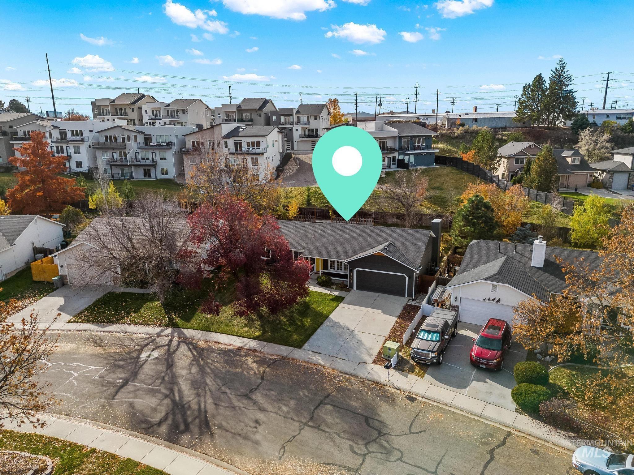 Aerial perspective of suburban area