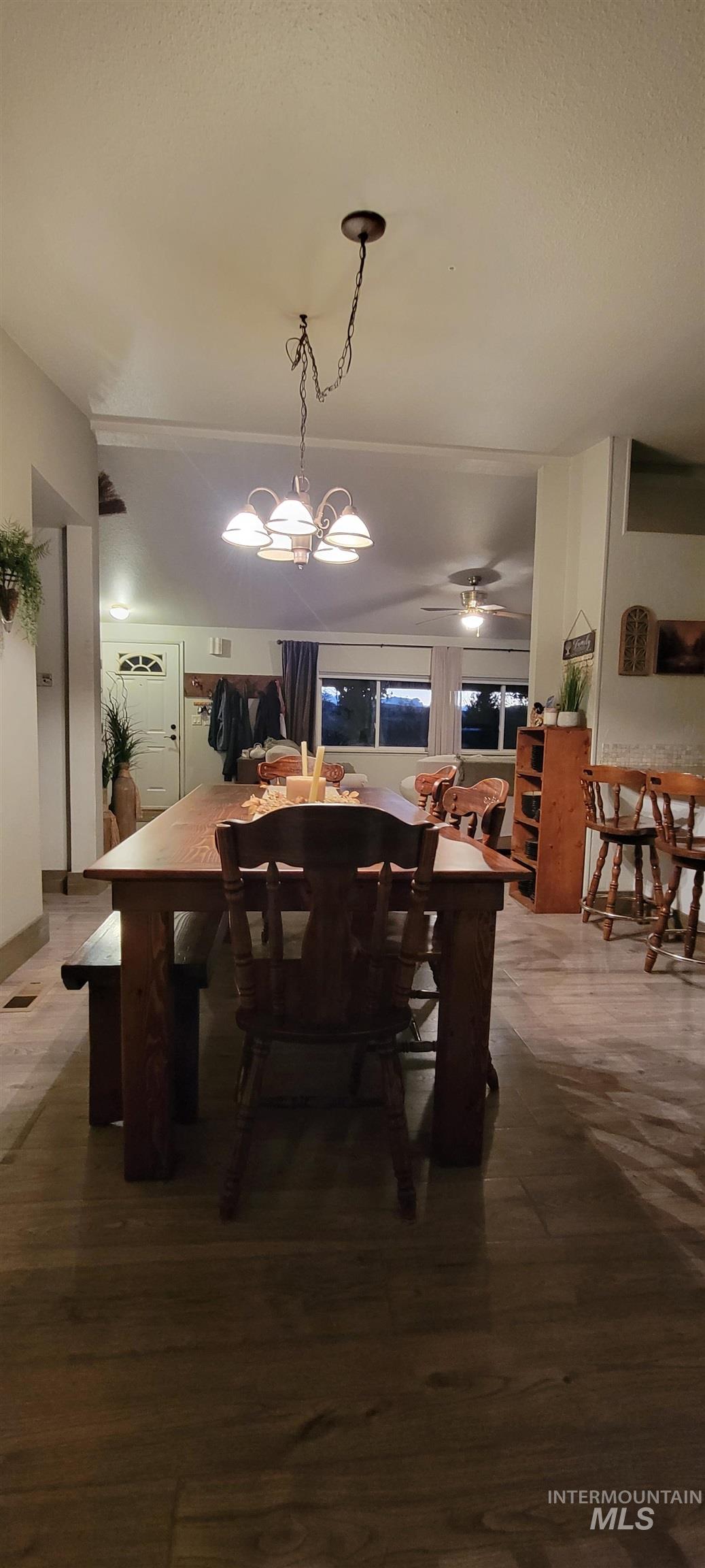 Dining area with wood finished floors