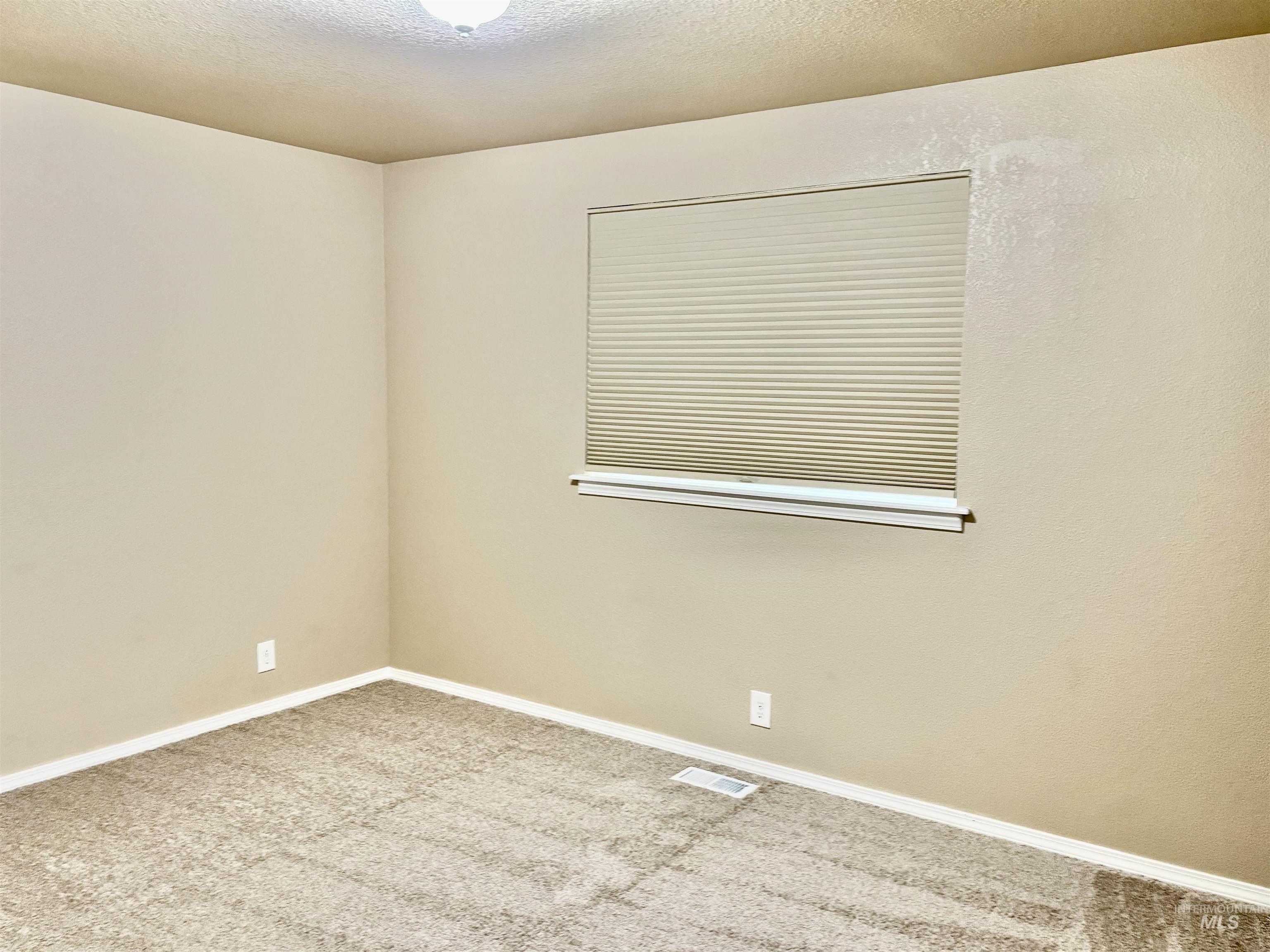 Empty room featuring carpet floors and a textured ceiling