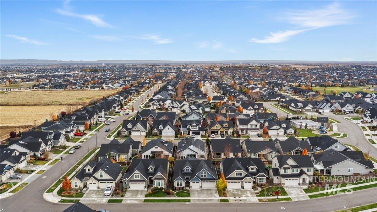 Aerial perspective of suburban area