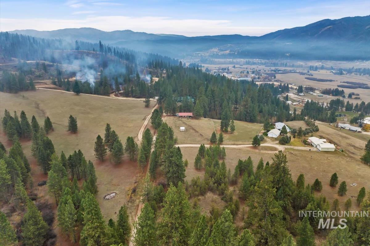 Aerial view of a mountainous background