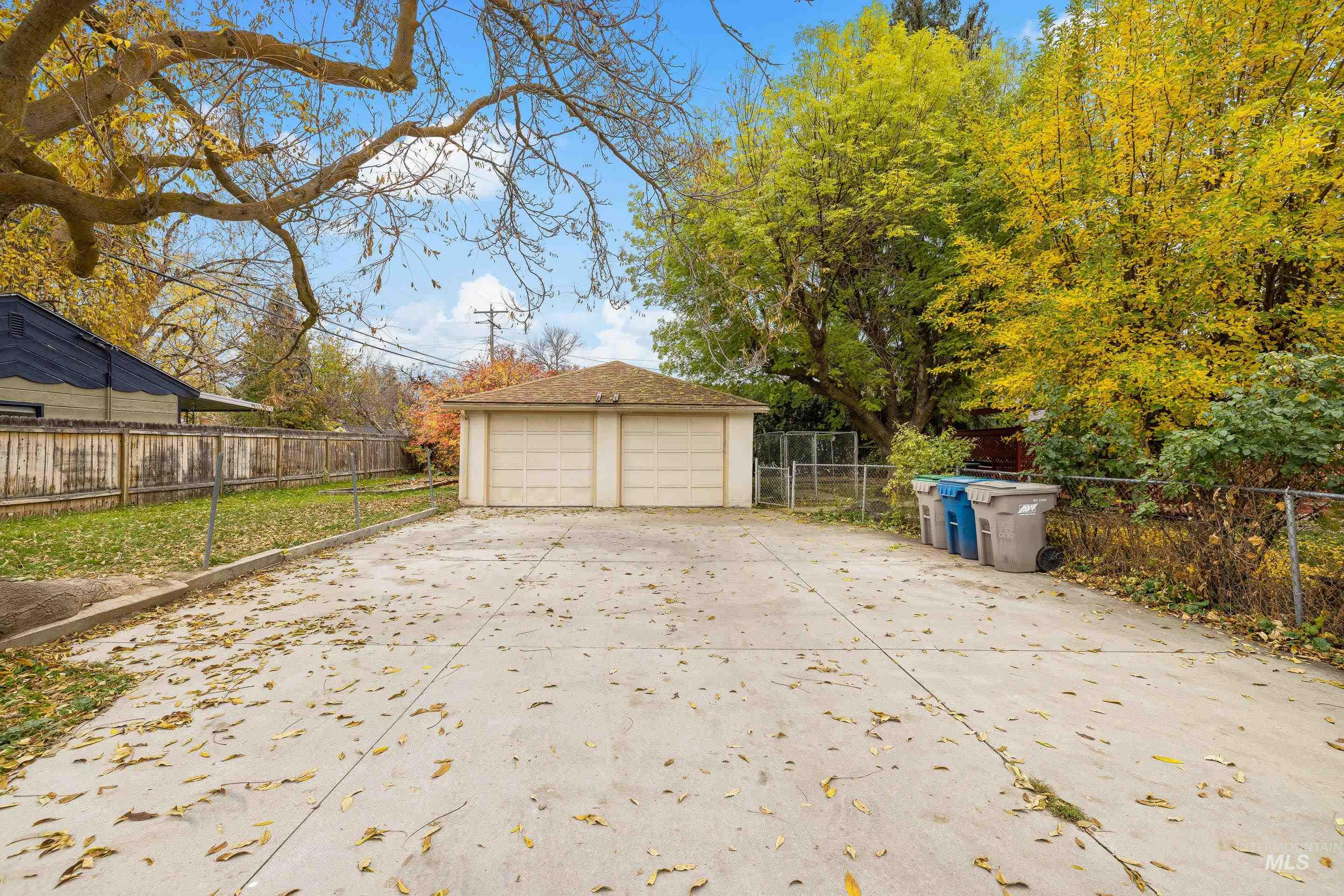 View of detached garage