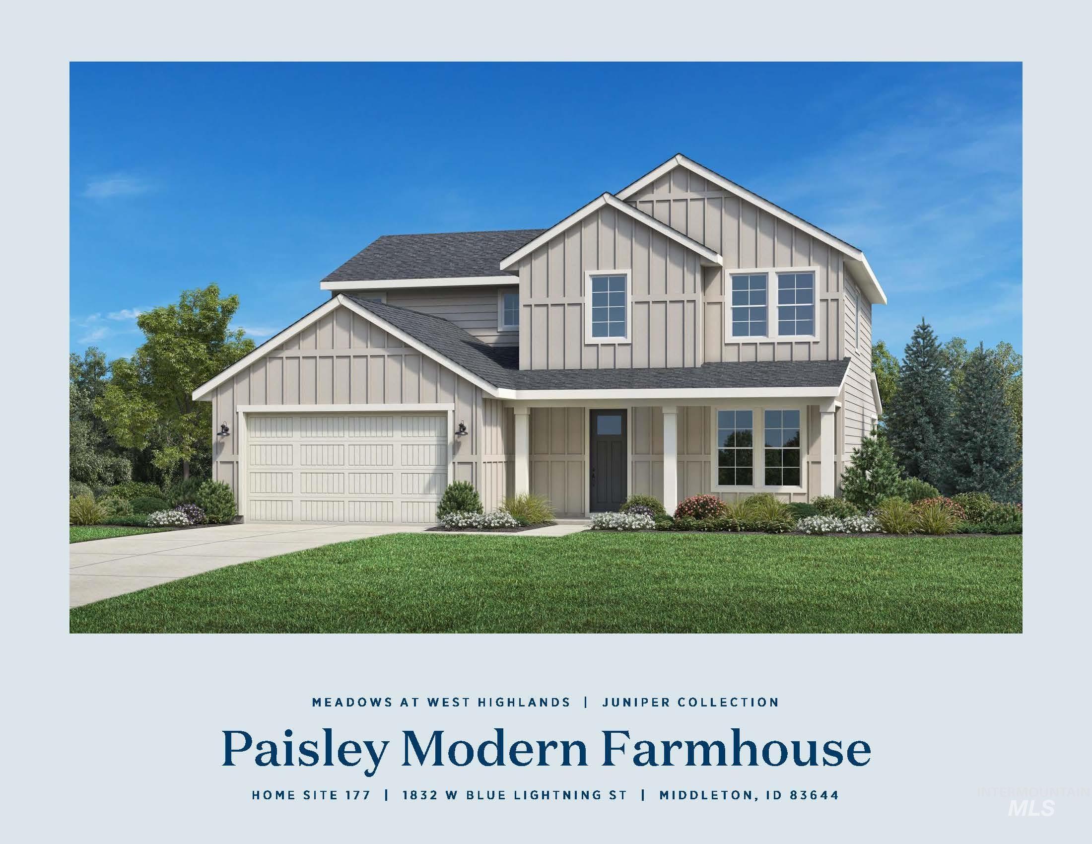 View of front of home with board and batten siding, a shingled roof, a front yard, an attached garage, and concrete driveway