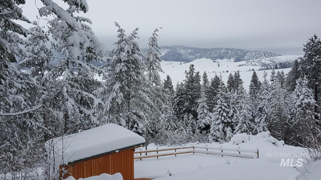 Mountain view with a heavily wooded area