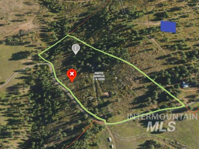 Aerial view of property's location with property parcel outlined