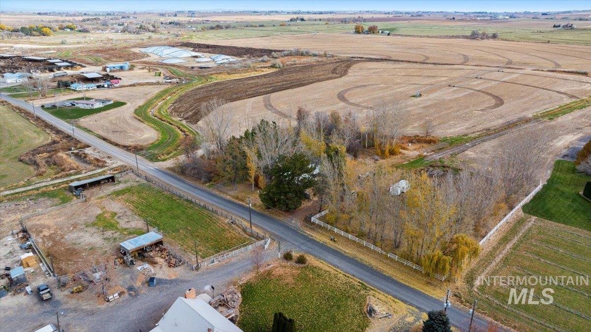 Aerial view of property's location with rural landscape
