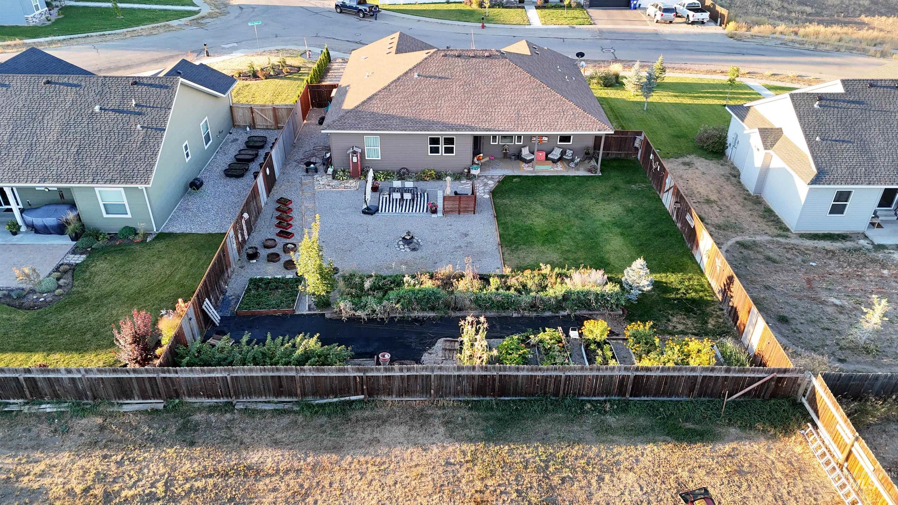 Aerial perspective of suburban area
