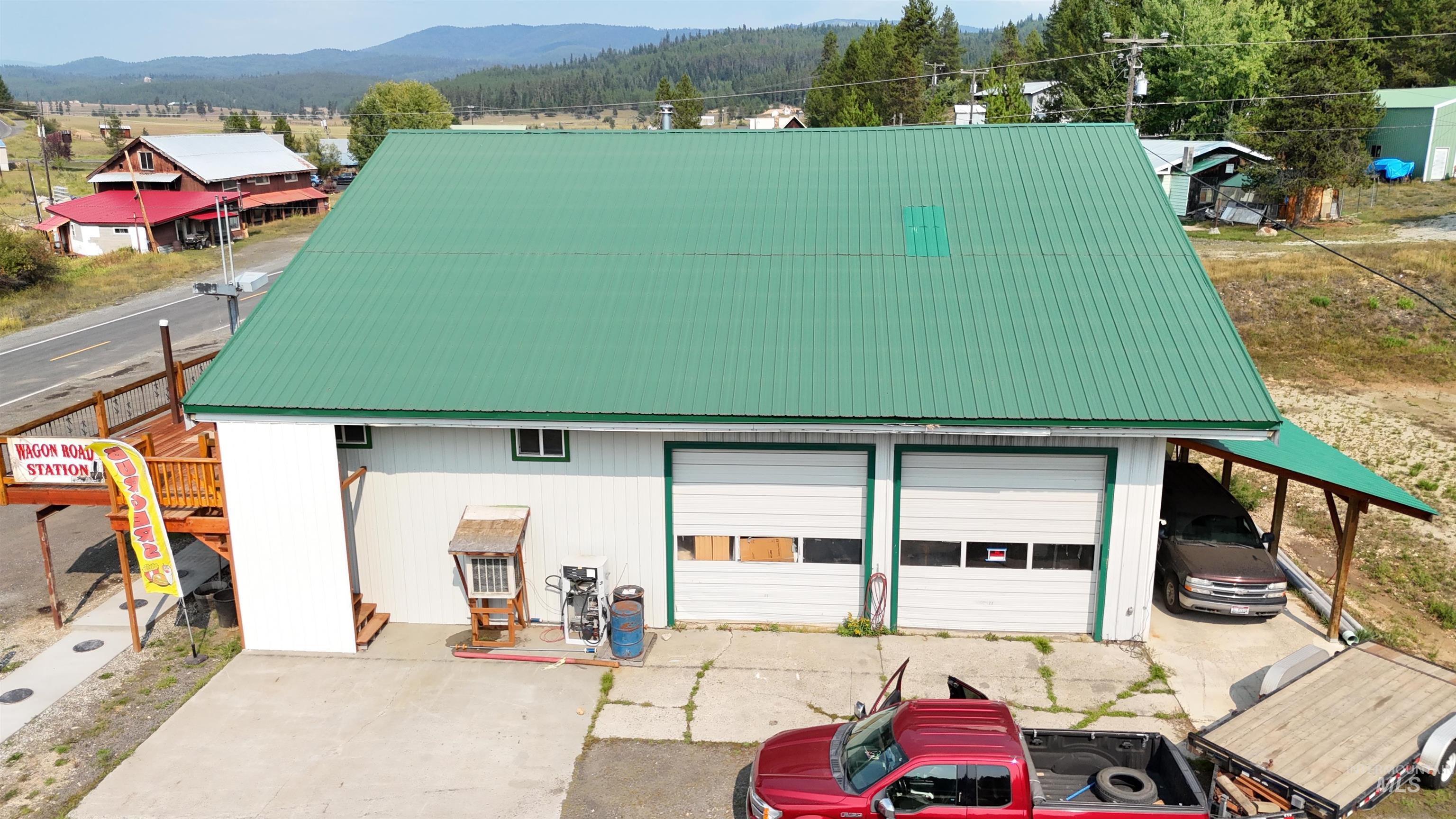 View of detached garage
