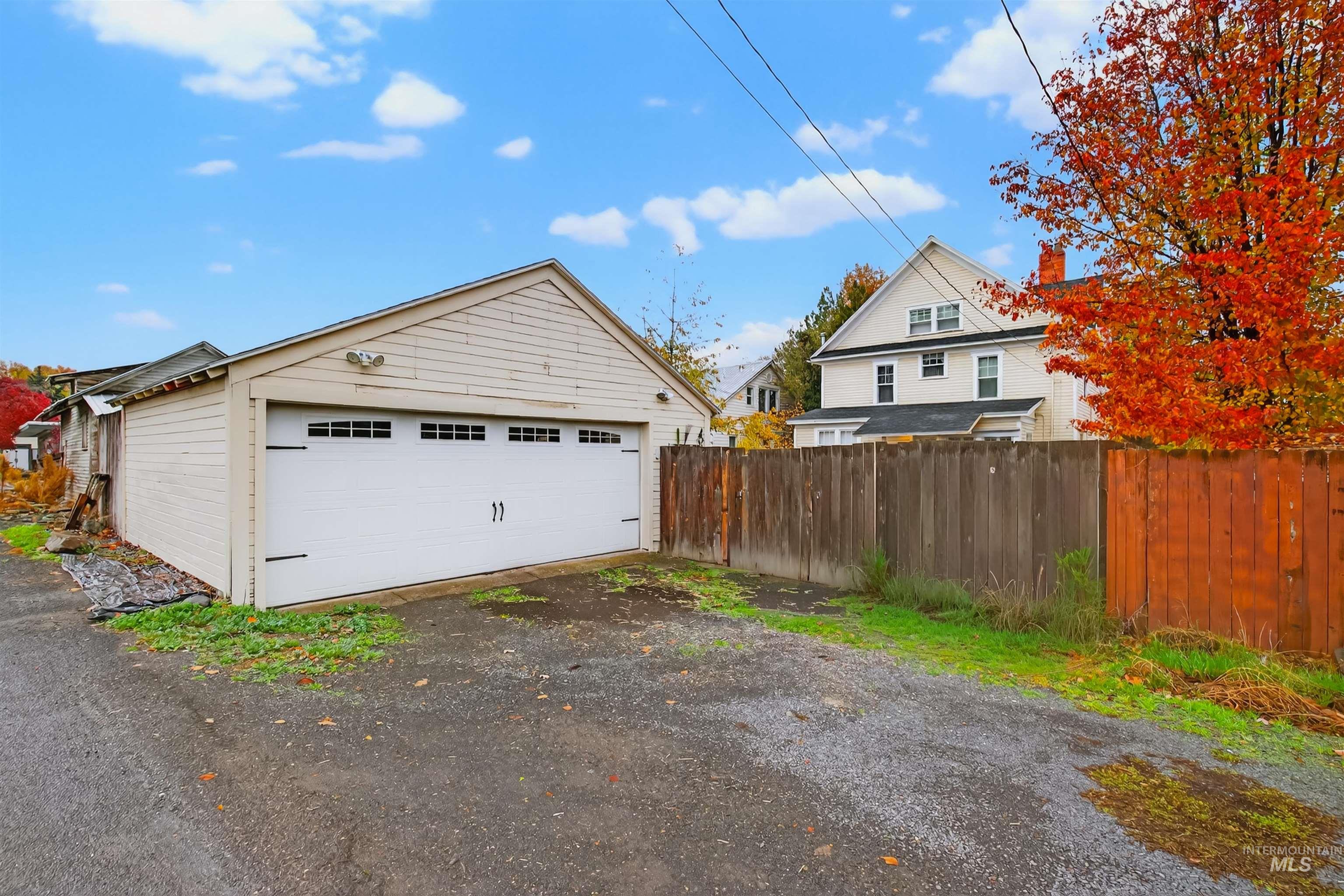 View of detached garage