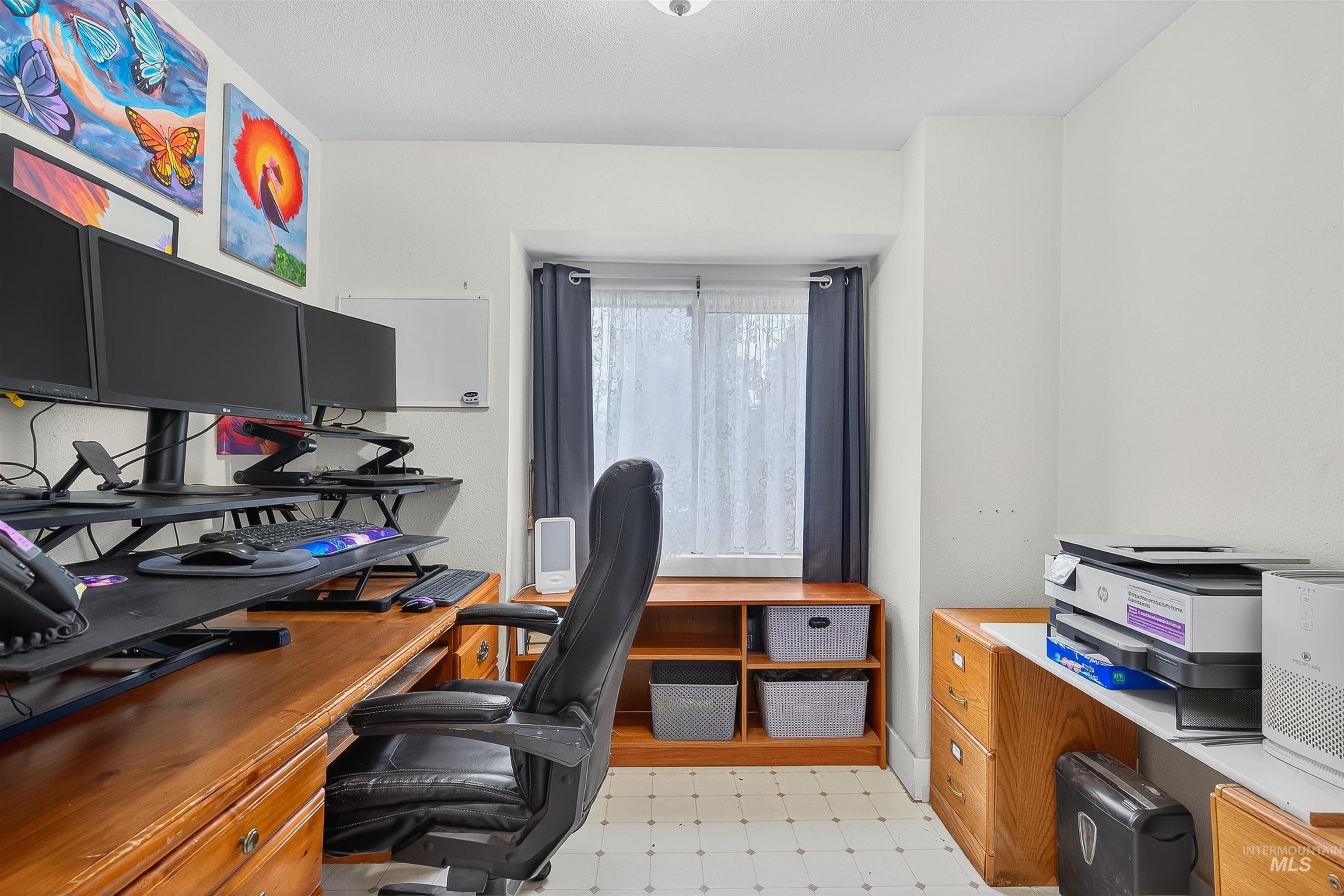 Office space with light flooring