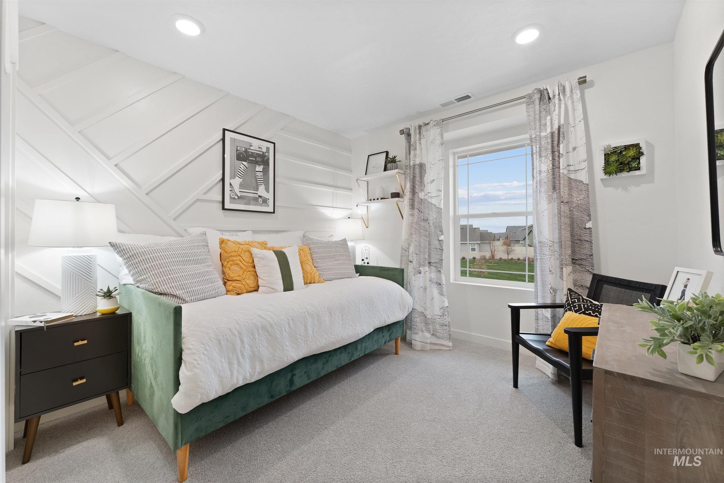 Bedroom featuring carpet and recessed lighting