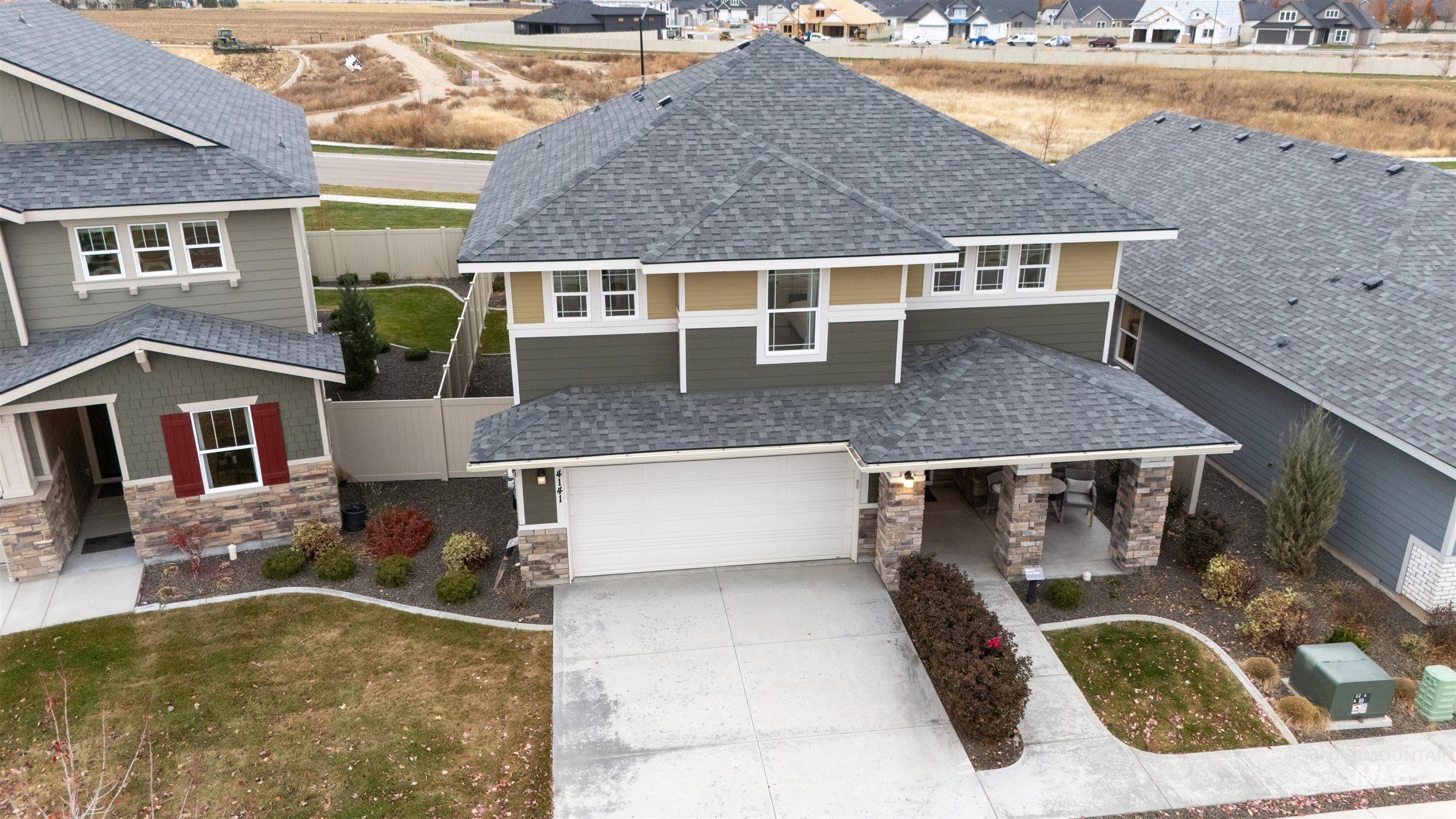 Aerial perspective of suburban area
