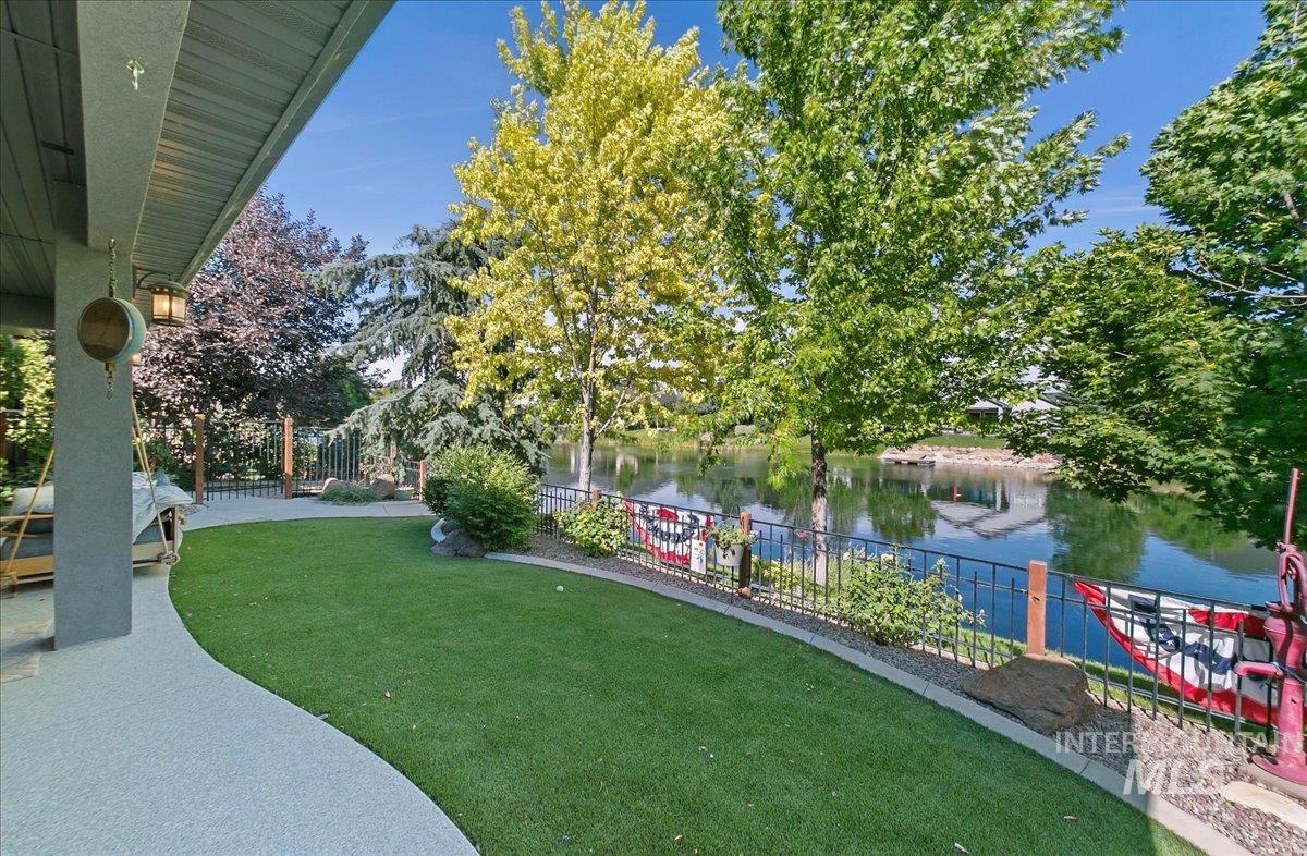 View of yard featuring a water view