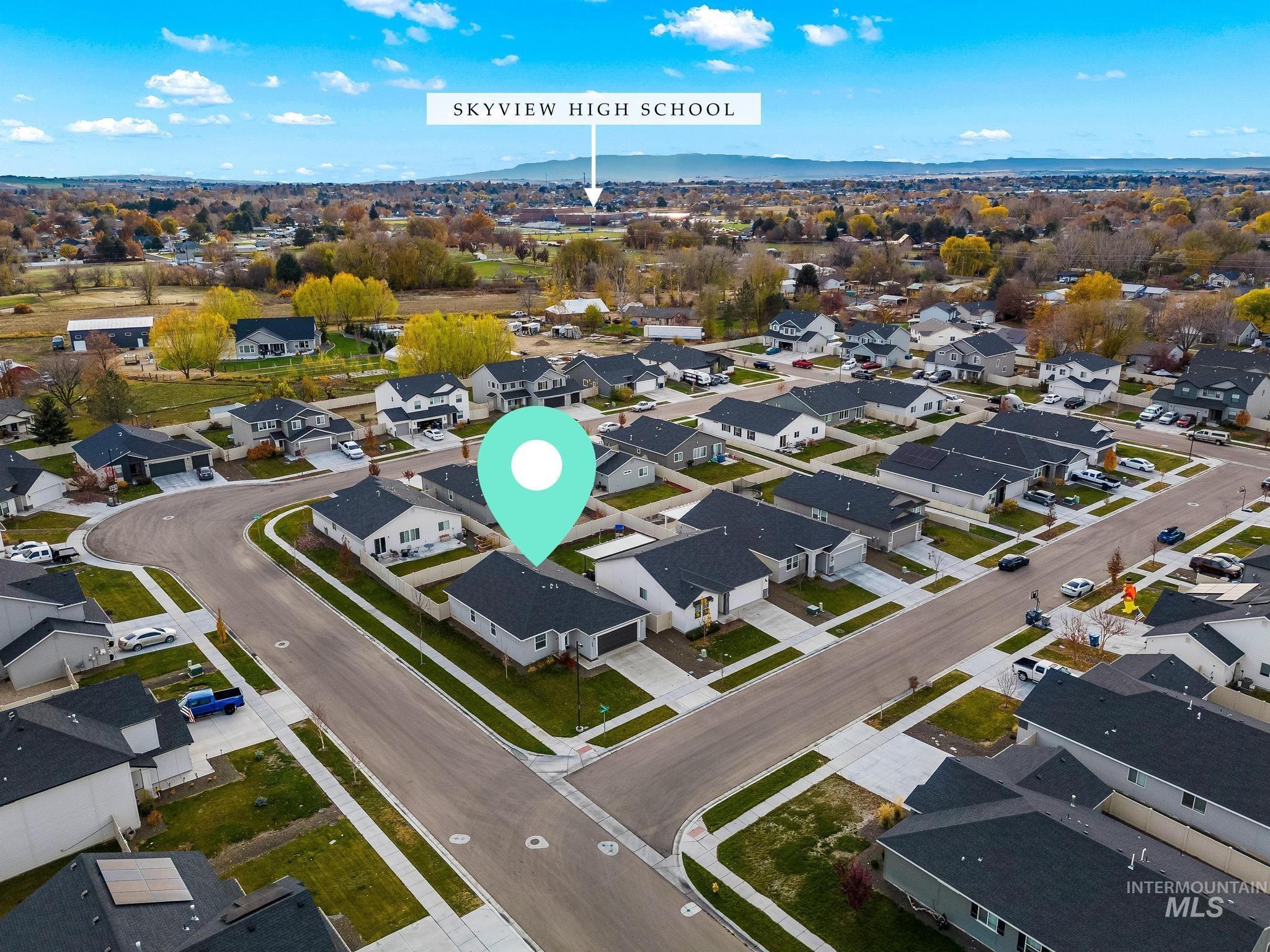 Aerial view of residential area