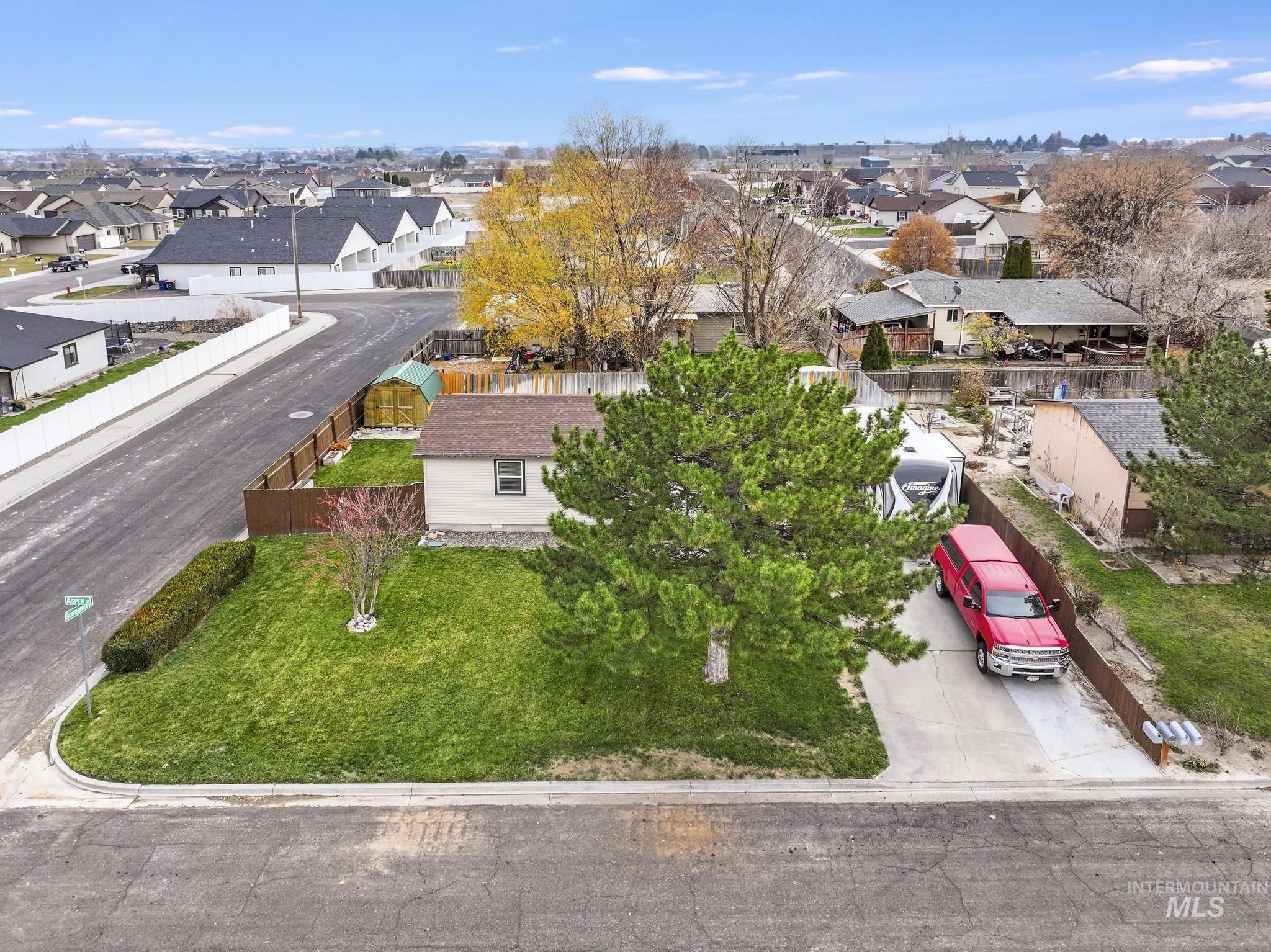 Aerial perspective of suburban area