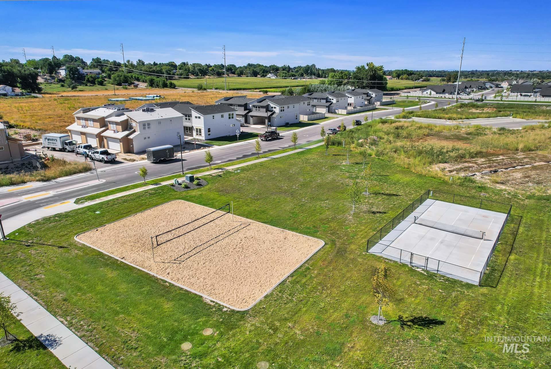 Aerial perspective of suburban area