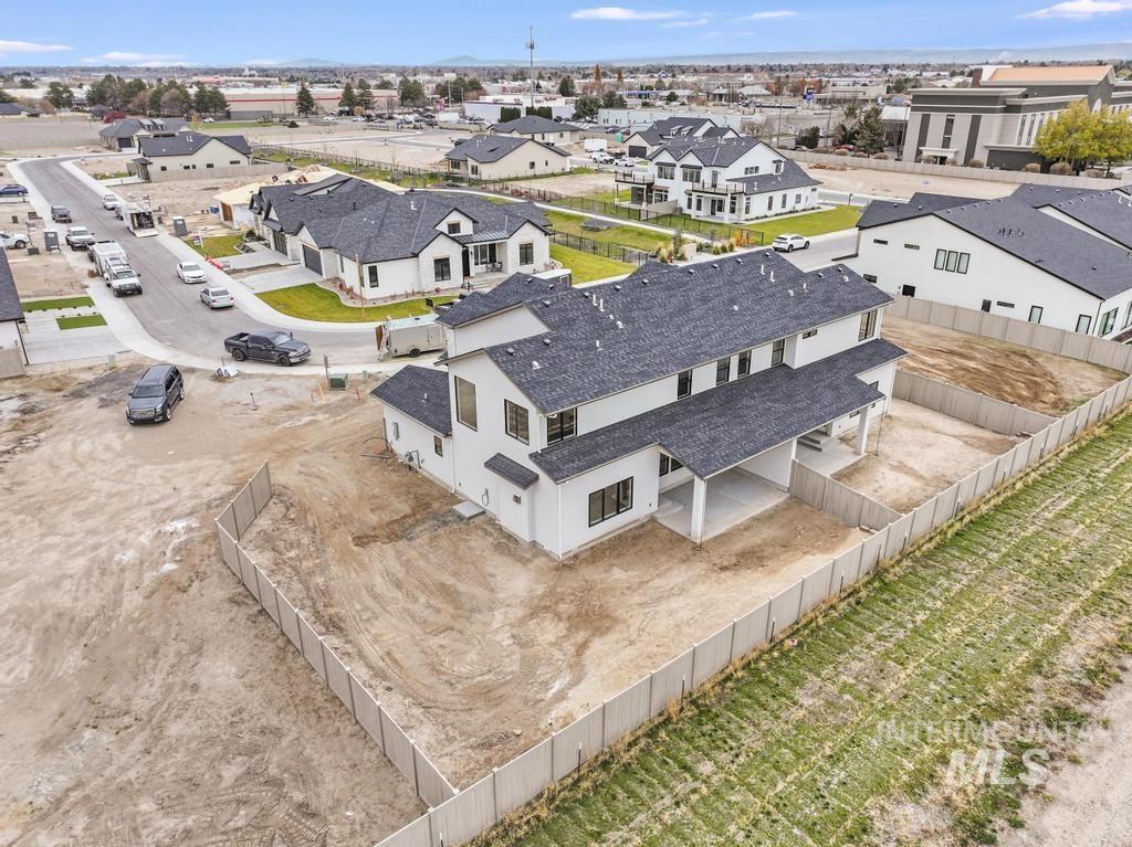 Aerial perspective of suburban area