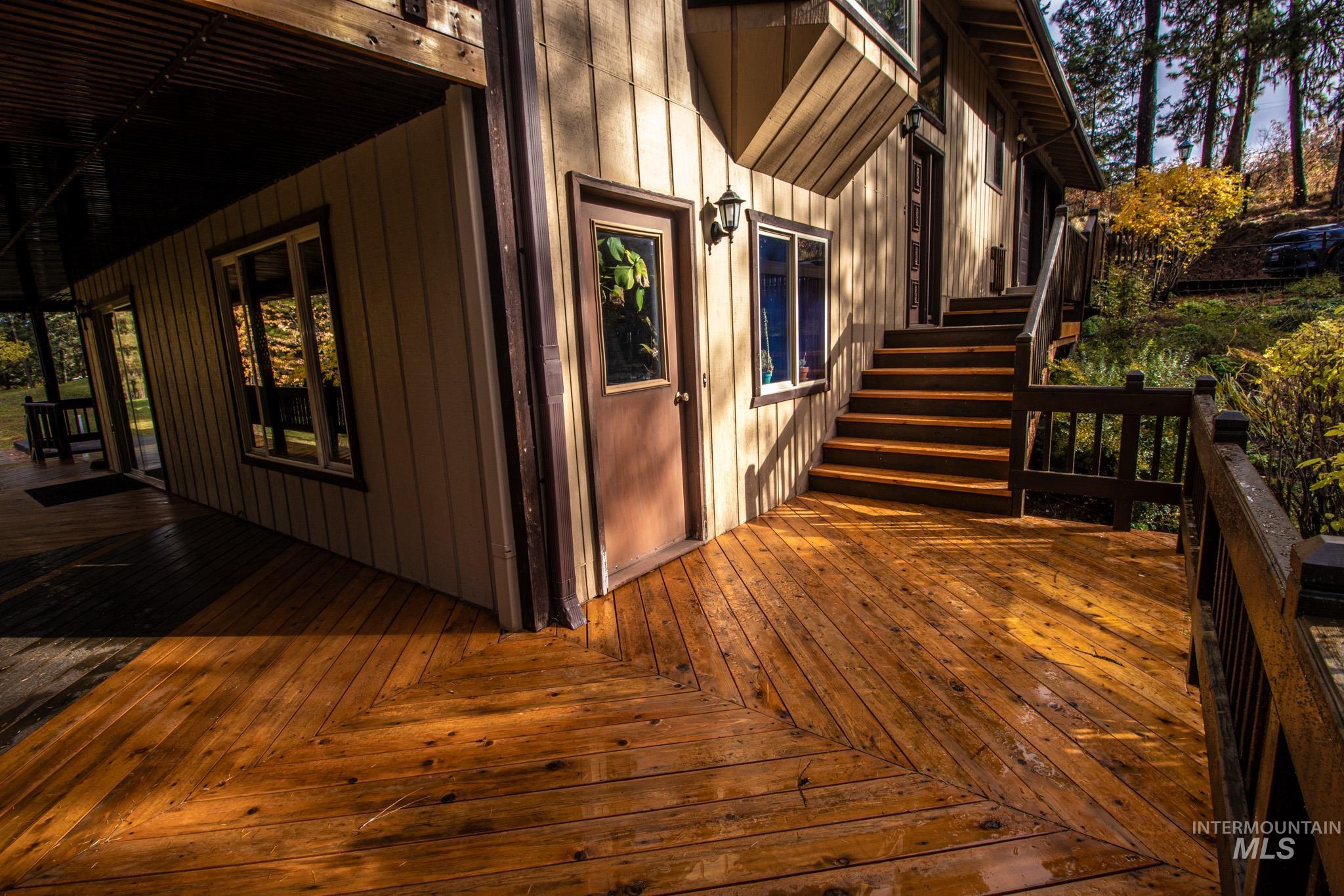 Wooden terrace with stairs