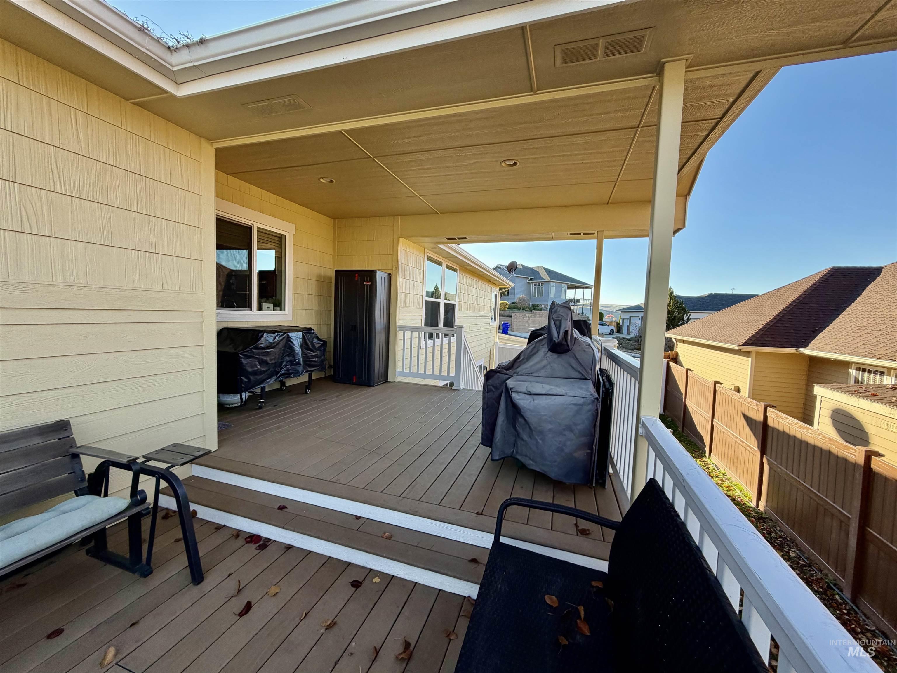 Deck featuring a fenced backyard and a residential view