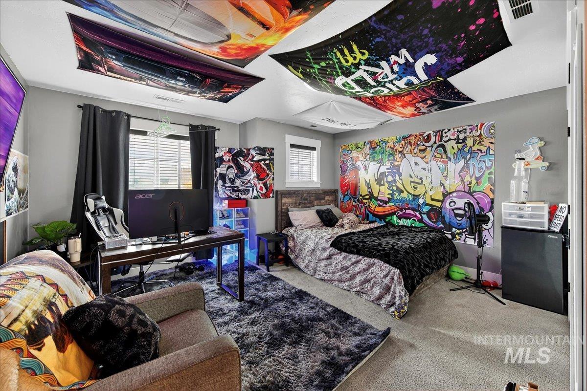 Bedroom with carpet floors