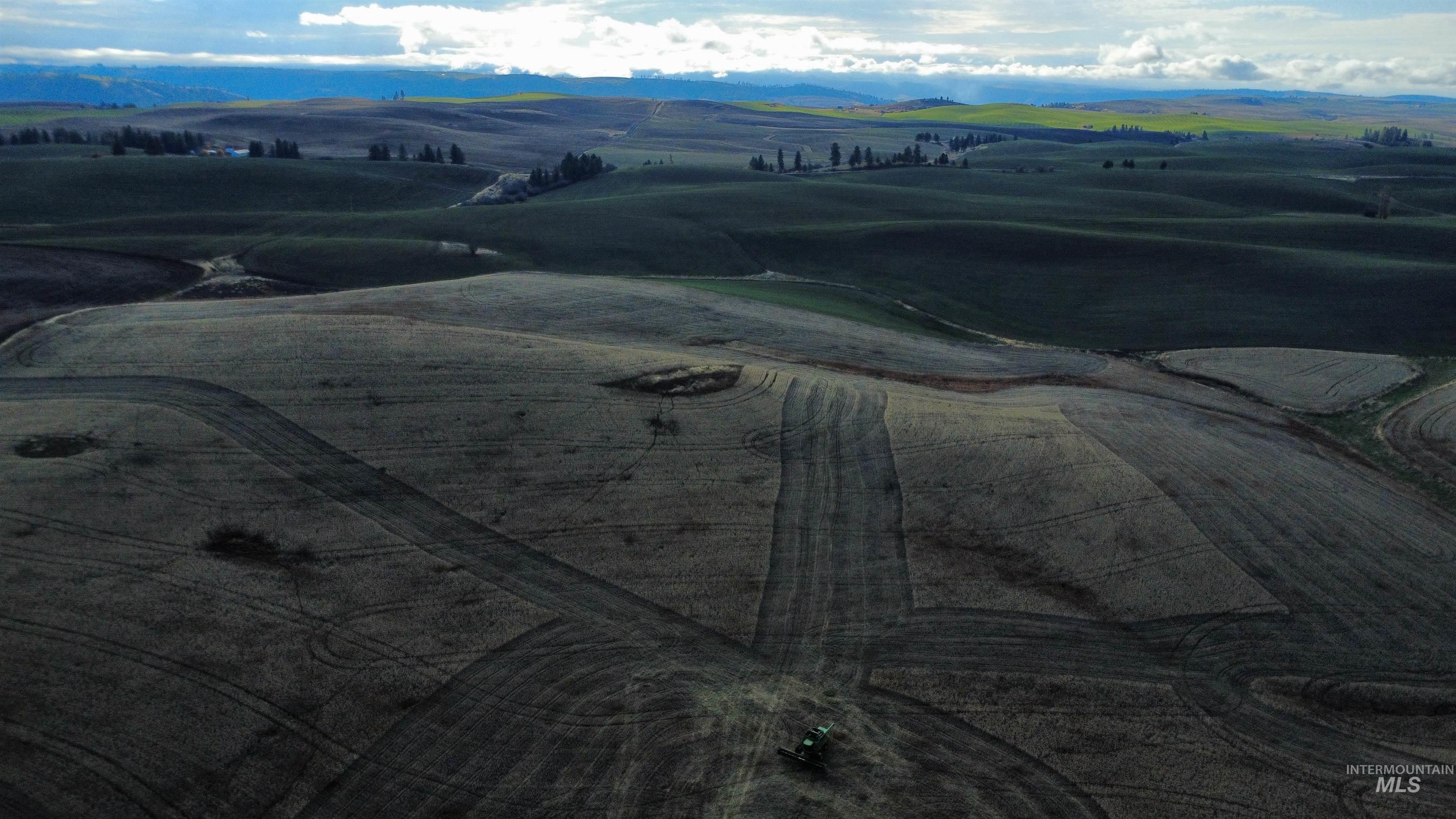 Overview of rural landscape with a mountainous background