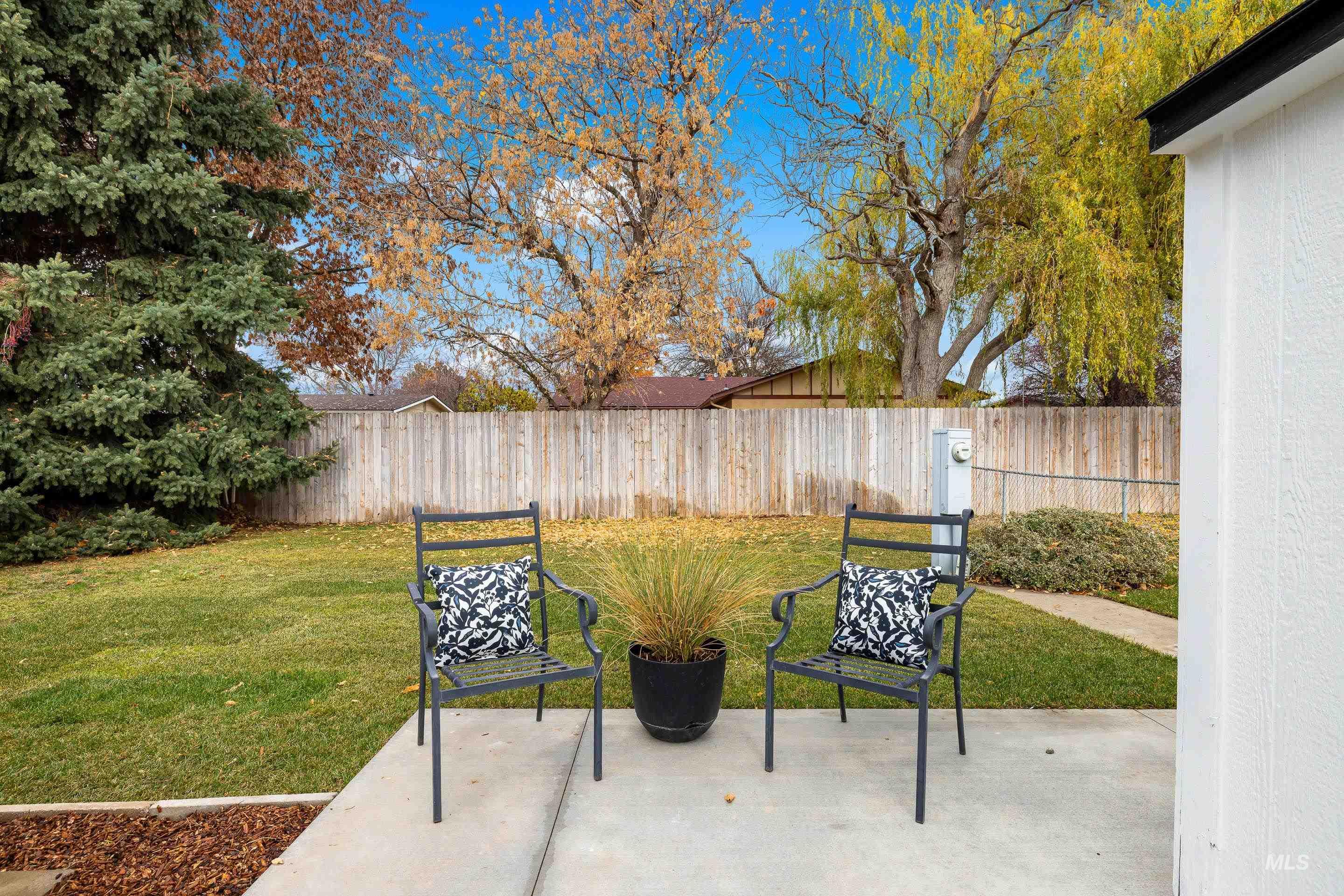 View of fenced backyard