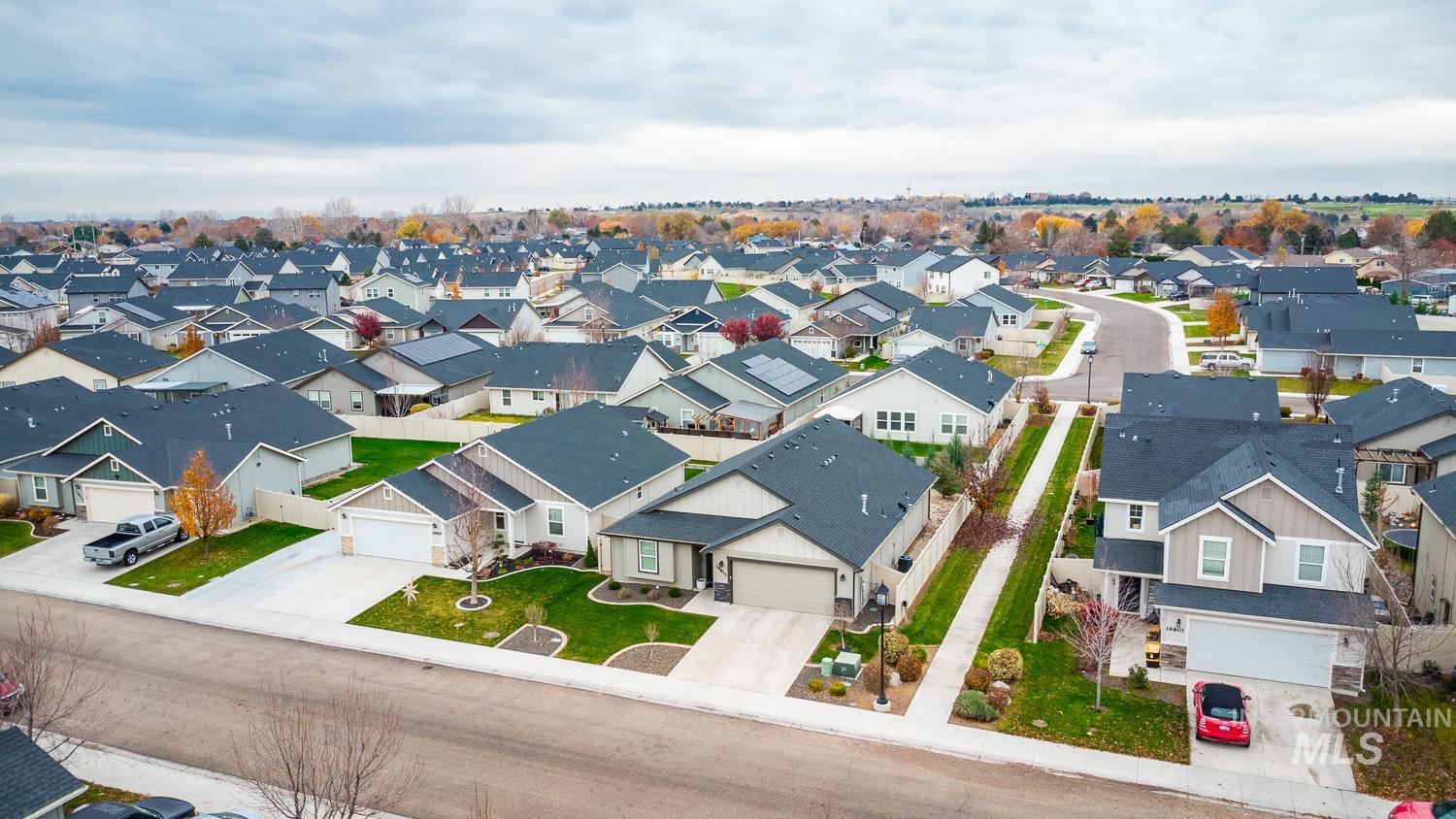 Aerial view of residential area
