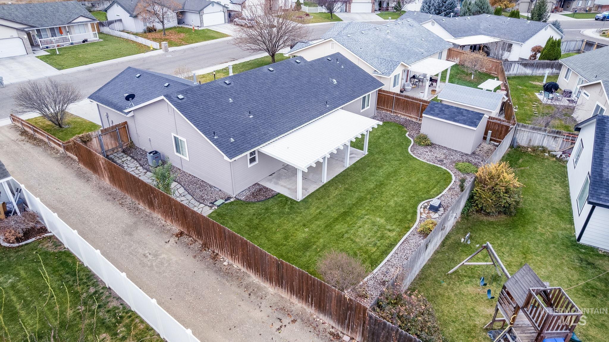 Aerial perspective of suburban area