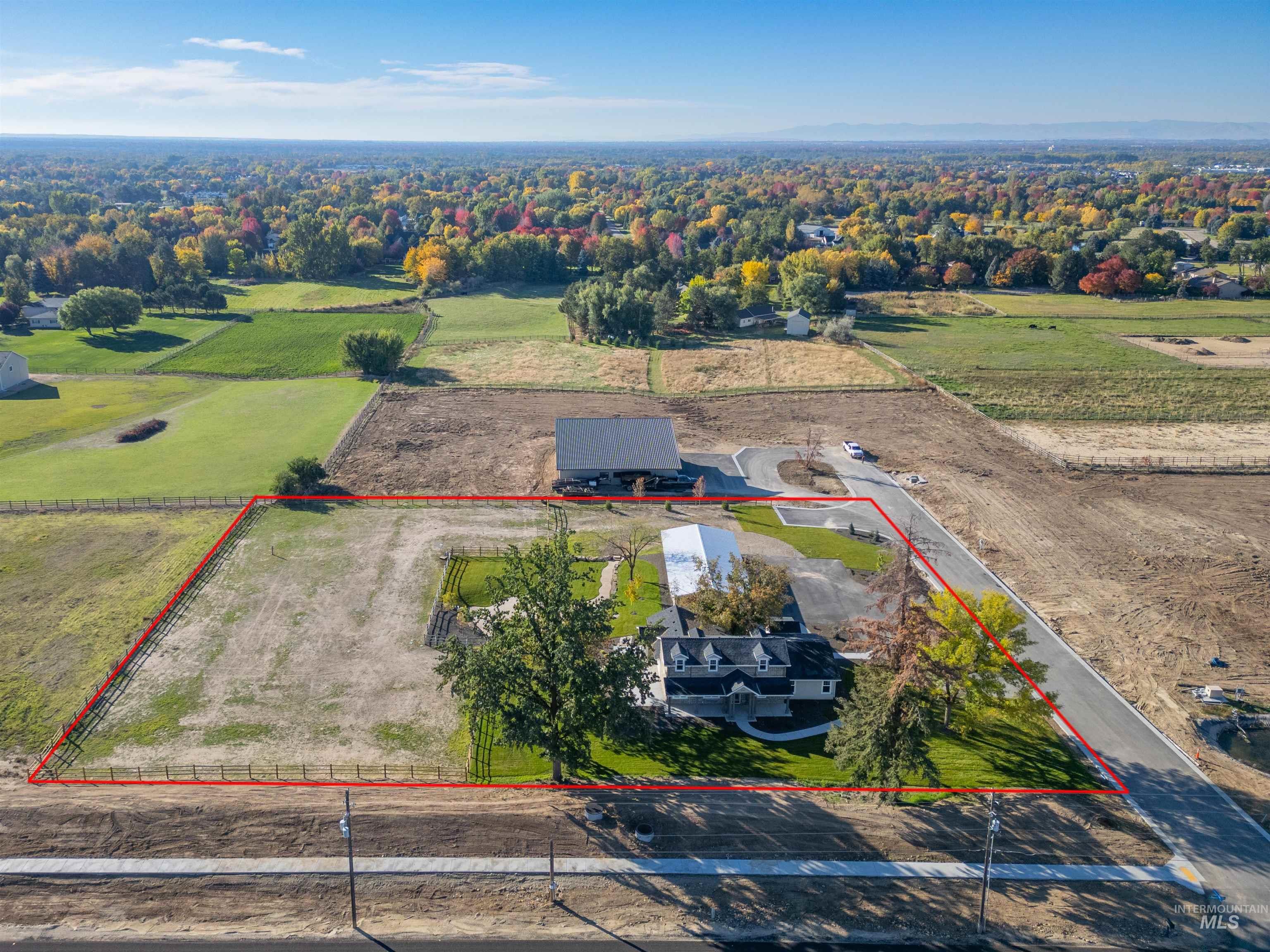 Overview of rural landscape featuring property parcel outlined