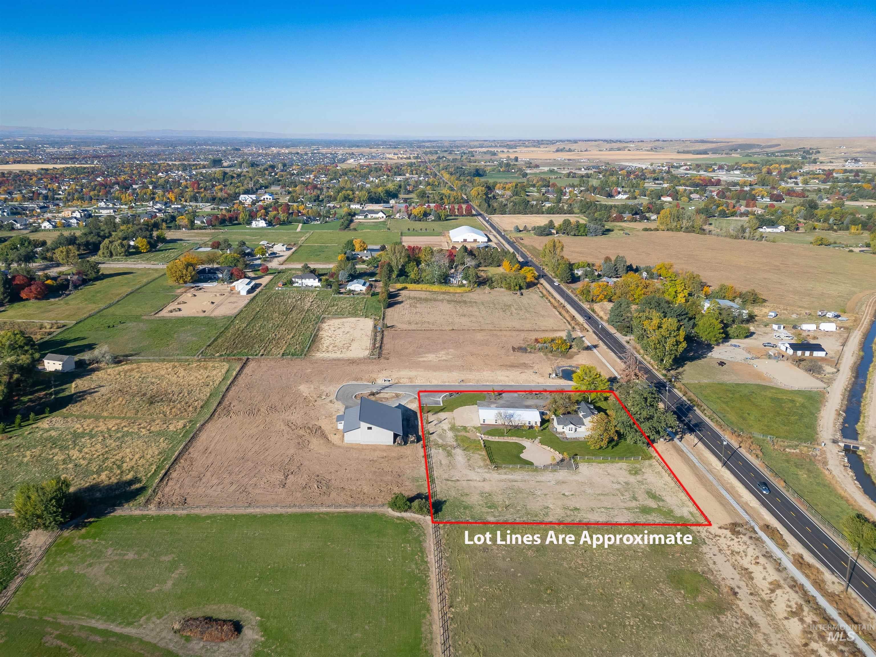 View of rural area with property boundaries highlighted