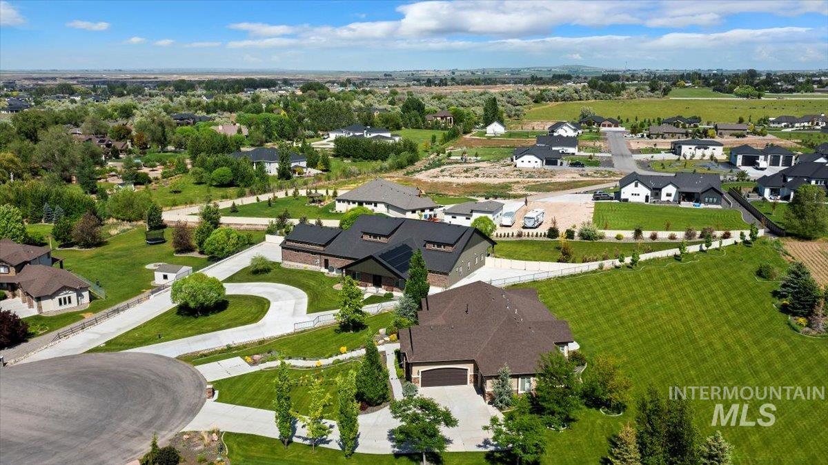 Aerial perspective of suburban area