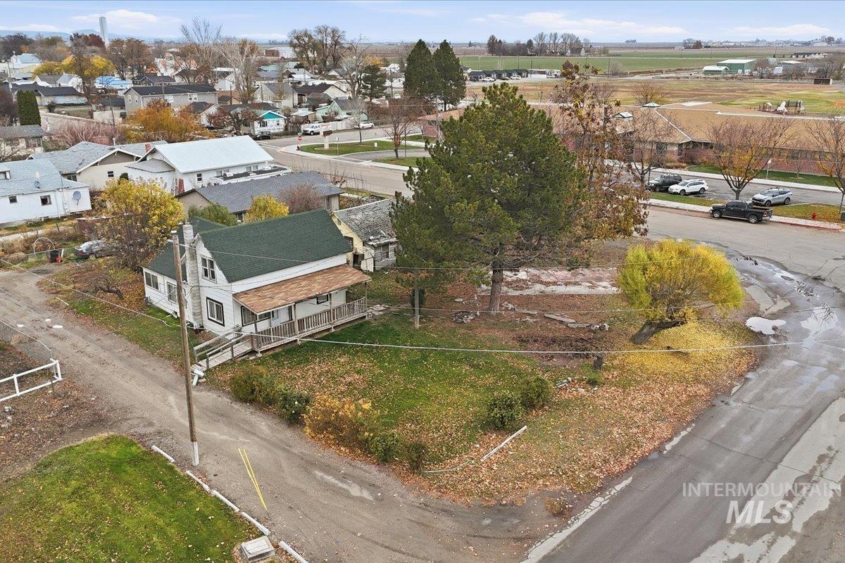 Aerial perspective of suburban area