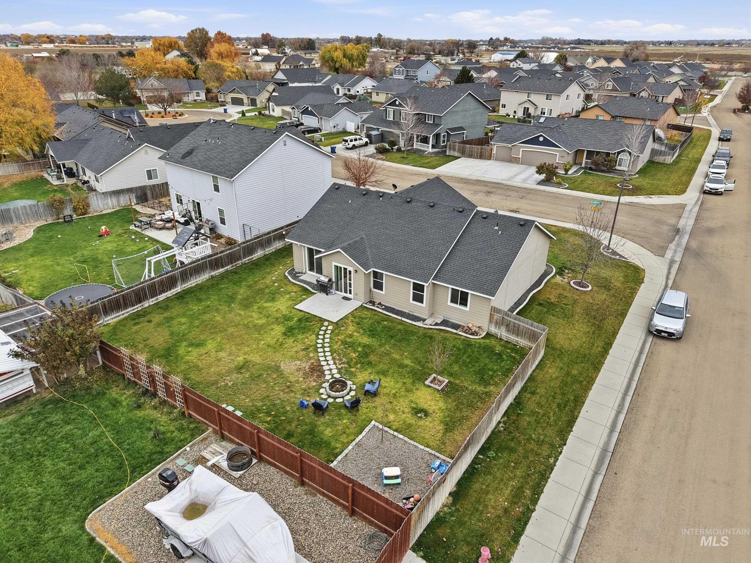 Aerial perspective of suburban area