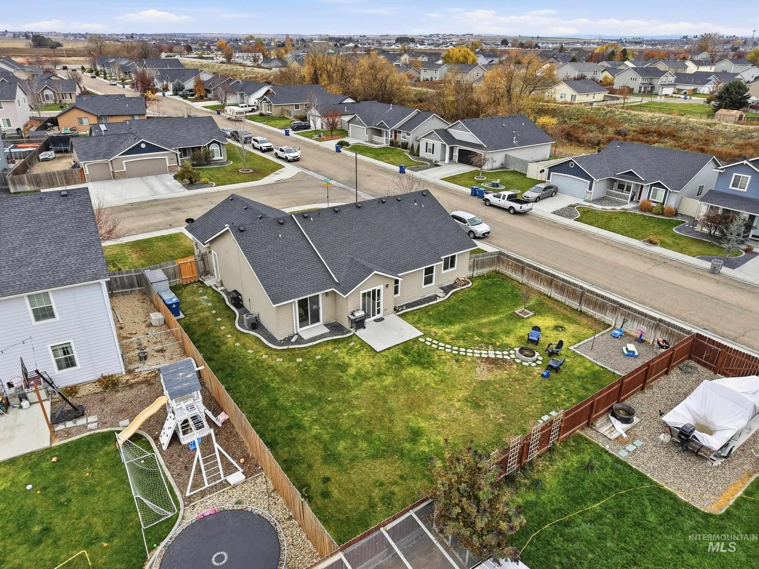 Aerial view of residential area