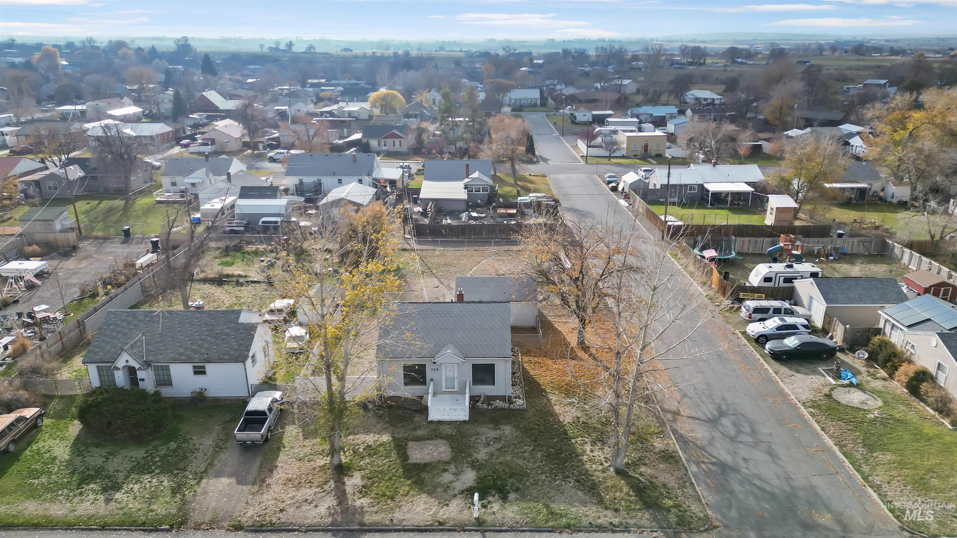 Aerial perspective of suburban area