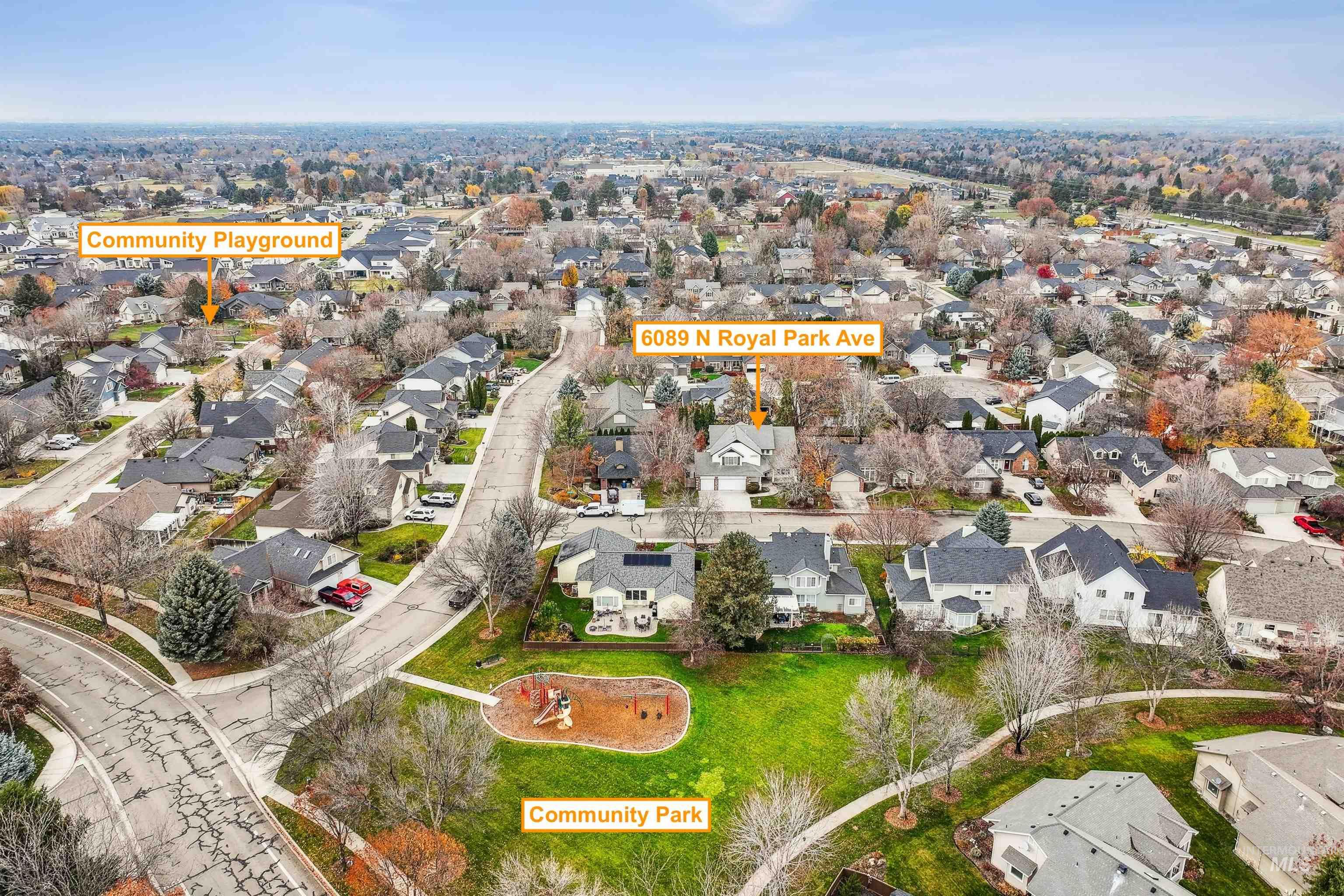 Aerial view of residential area